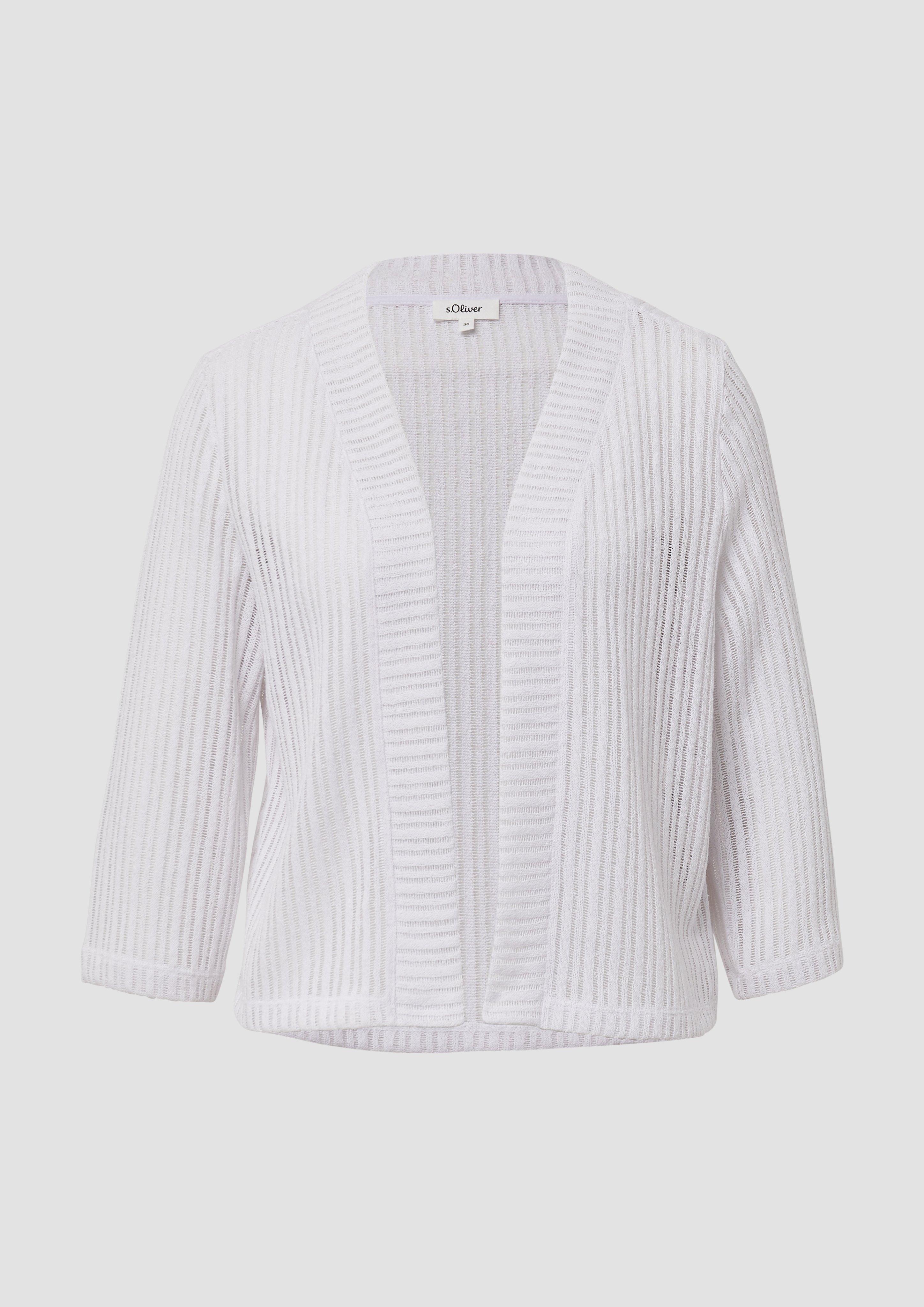 s.Oliver - Sommerlicher Cardigan im Relaxed Fit mit 3/4-Ärmeln, Damen, weiß