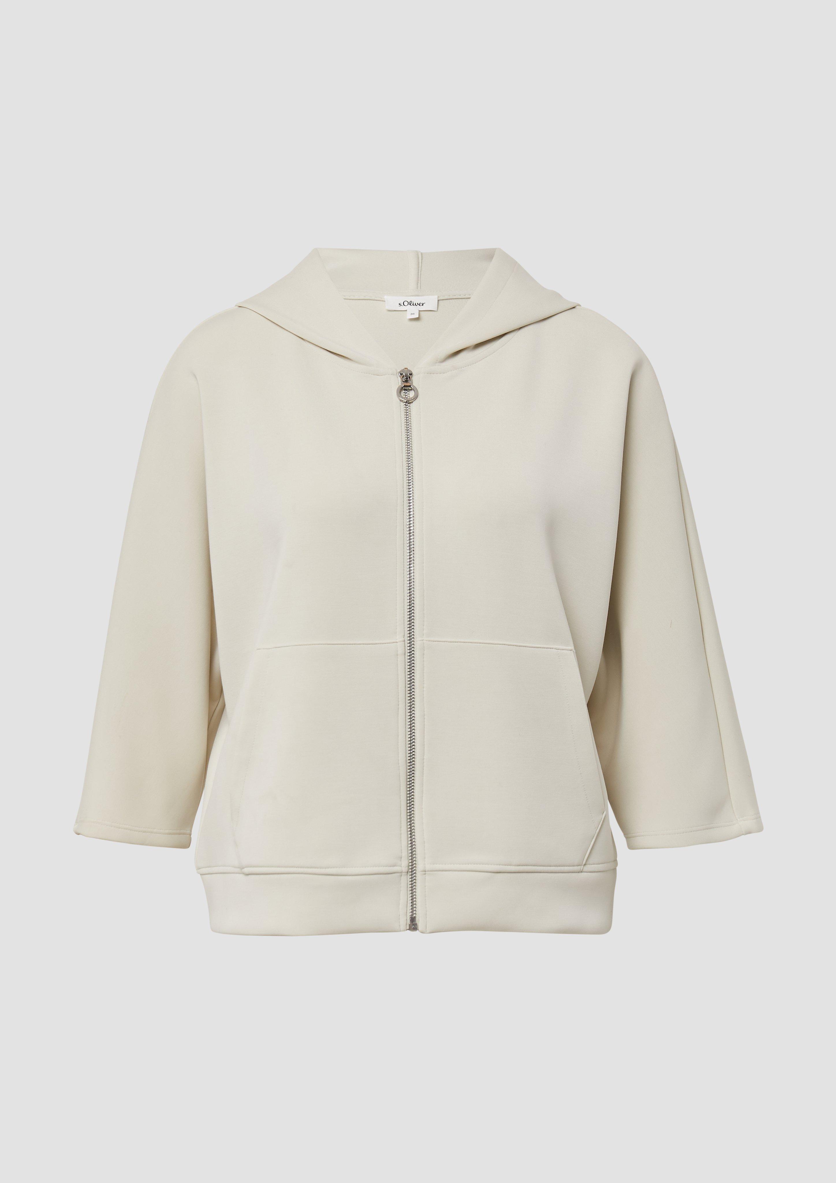 s.Oliver - Sweatjacke aus Scuba mit Fledermausärmeln, Damen, creme