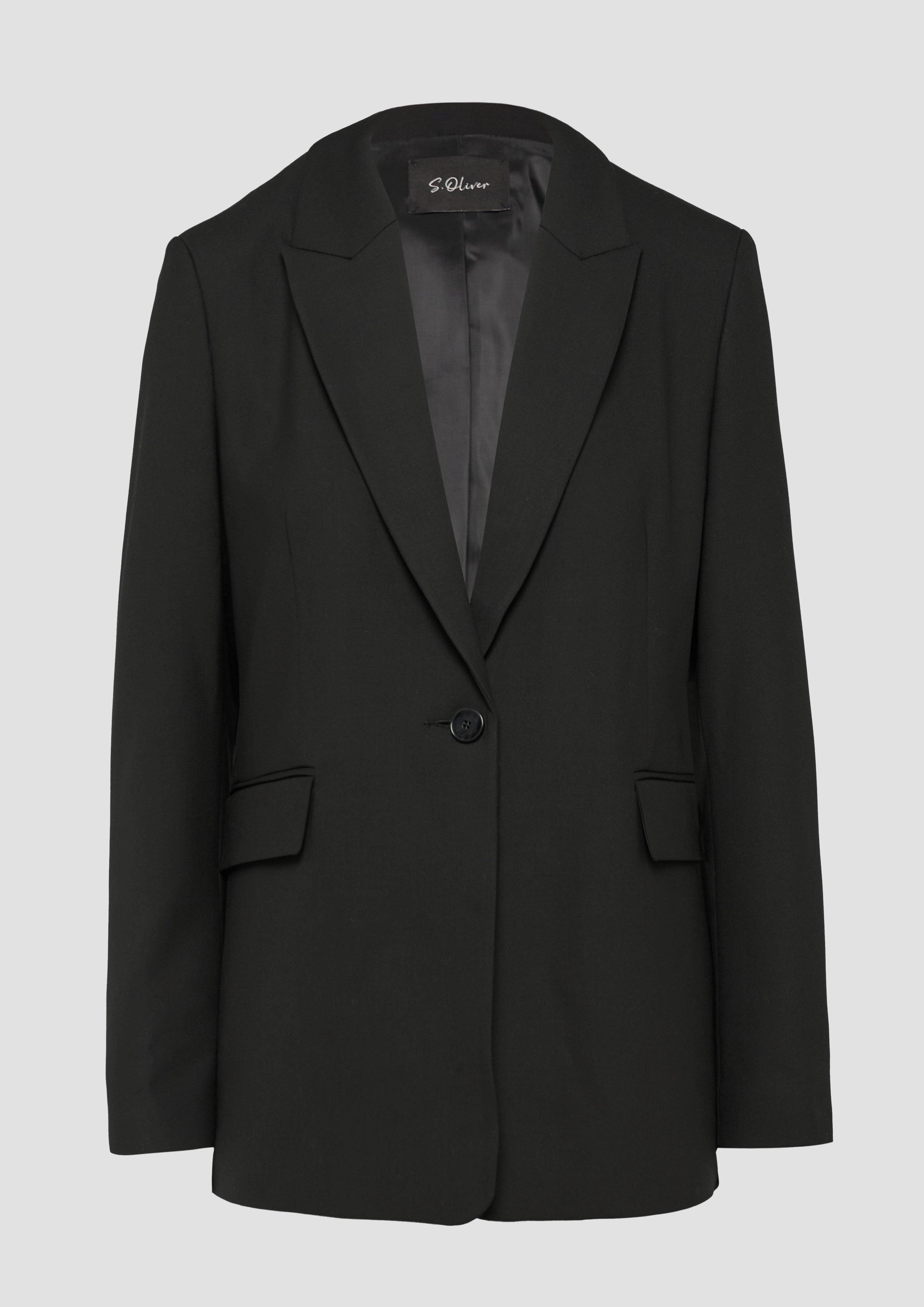 s.Oliver - Langer Blazer aus Viskosemix, Damen, schwarz