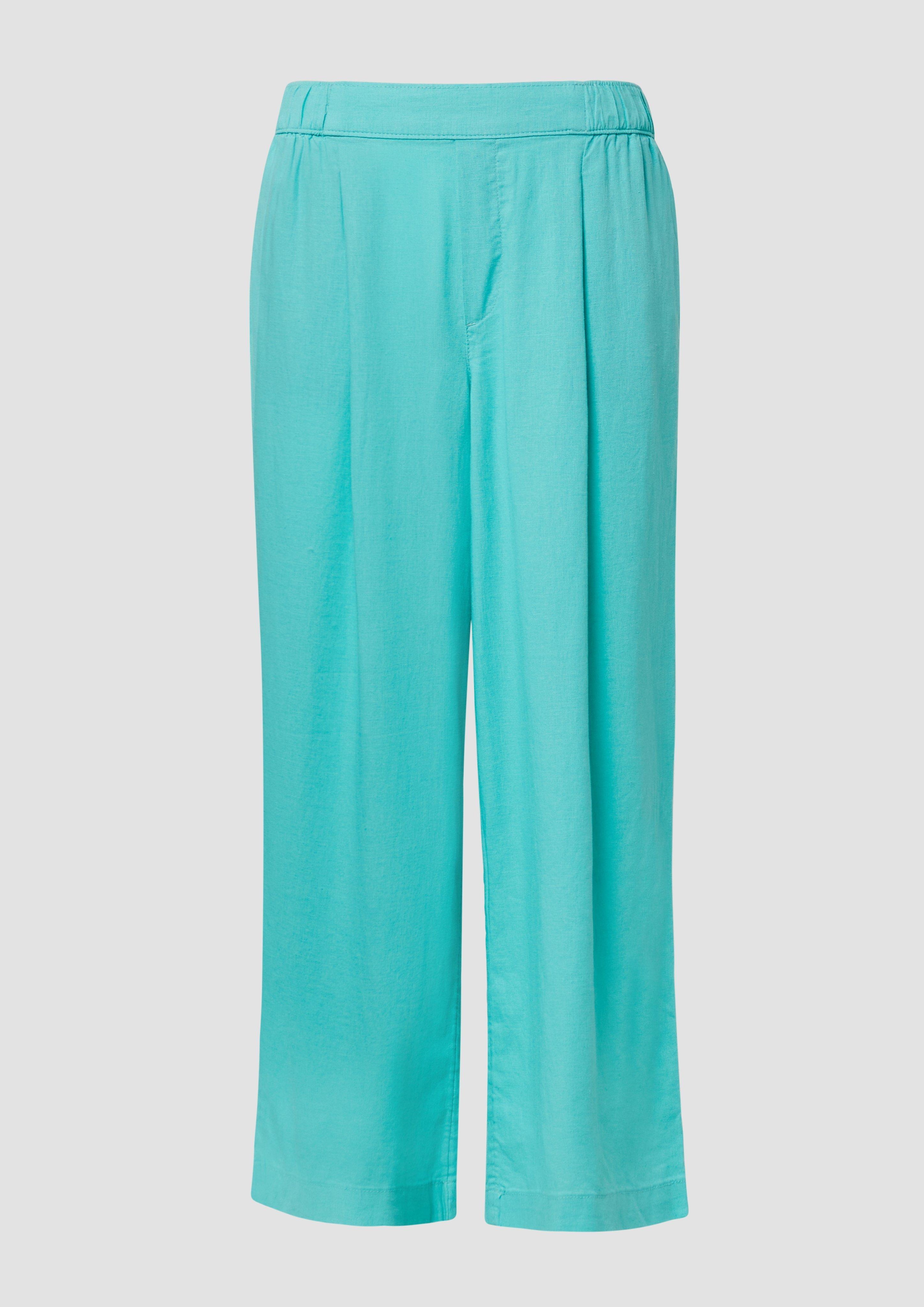 s.Oliver - High-Rise Culotte aus Leinenmix im Relaxed Fit, Damen, türkis