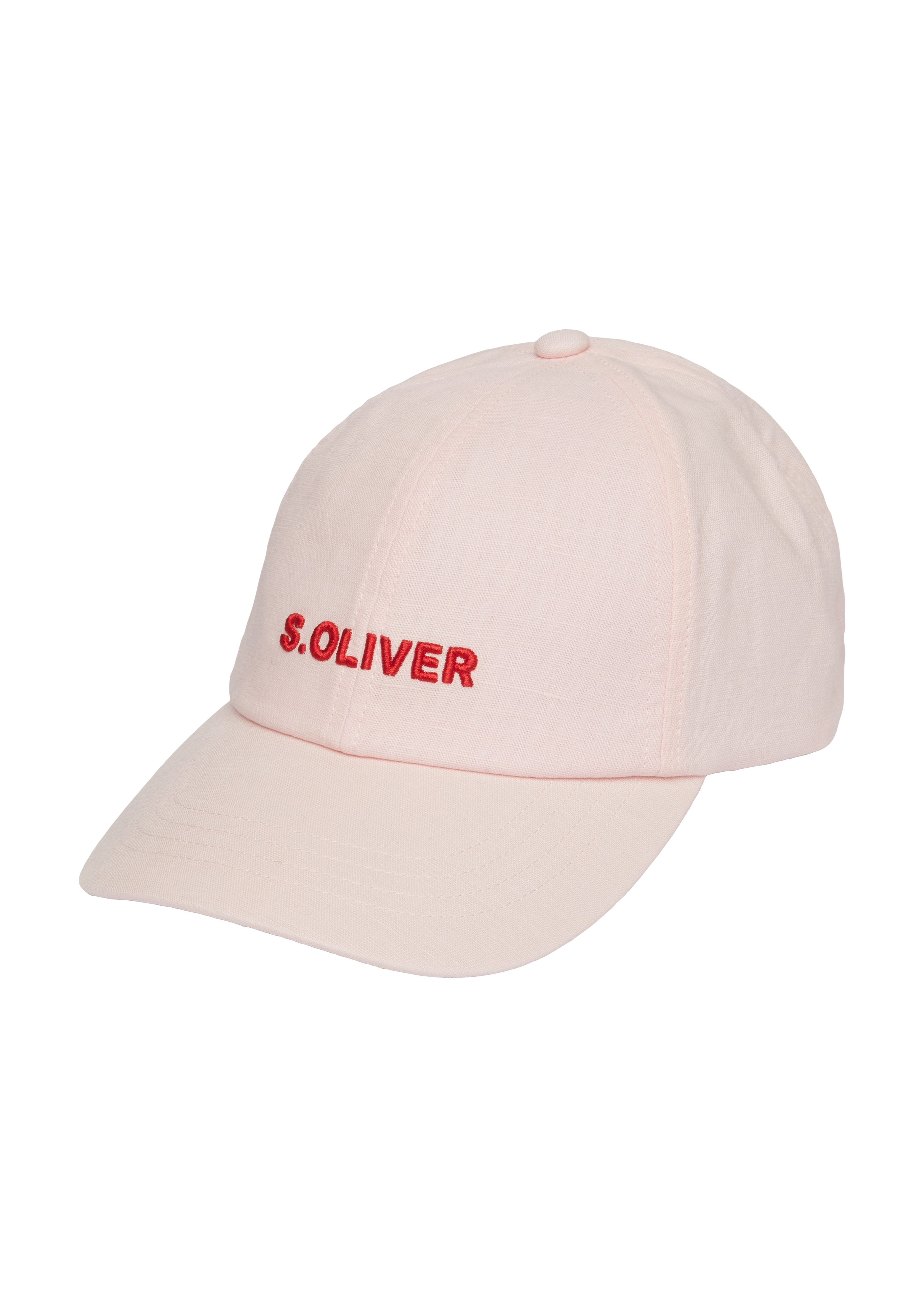 s.Oliver - Kappe aus Leinenmix mit Logo-Stickerei, Damen, Rosa