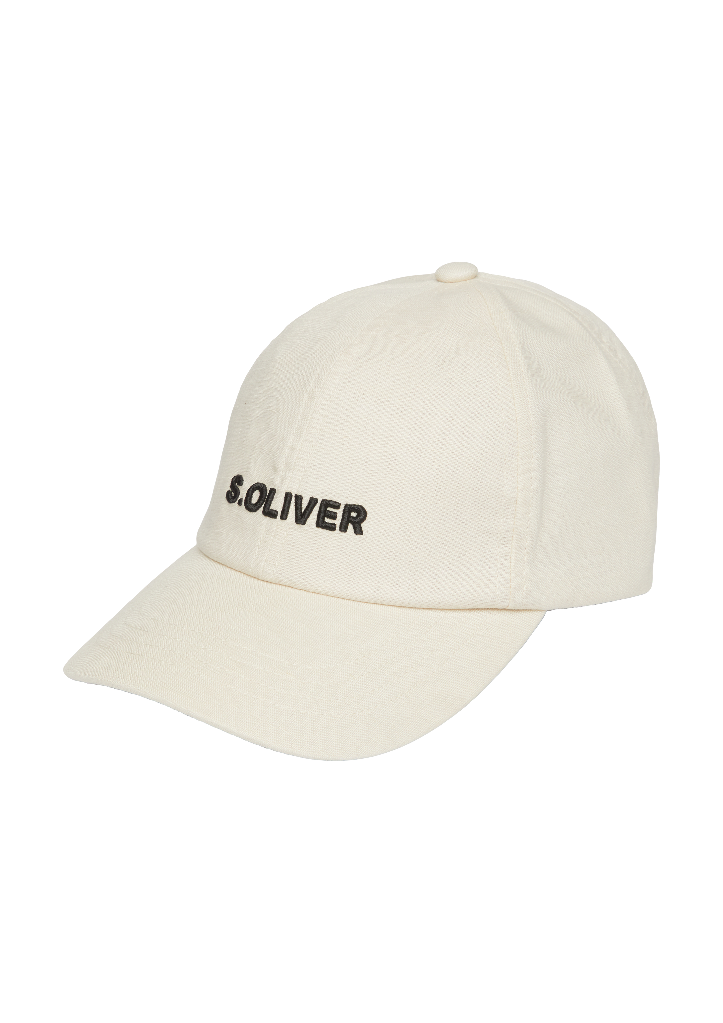 s.Oliver - Kappe aus Leinenmix mit Logo-Stickerei, Damen, Beige