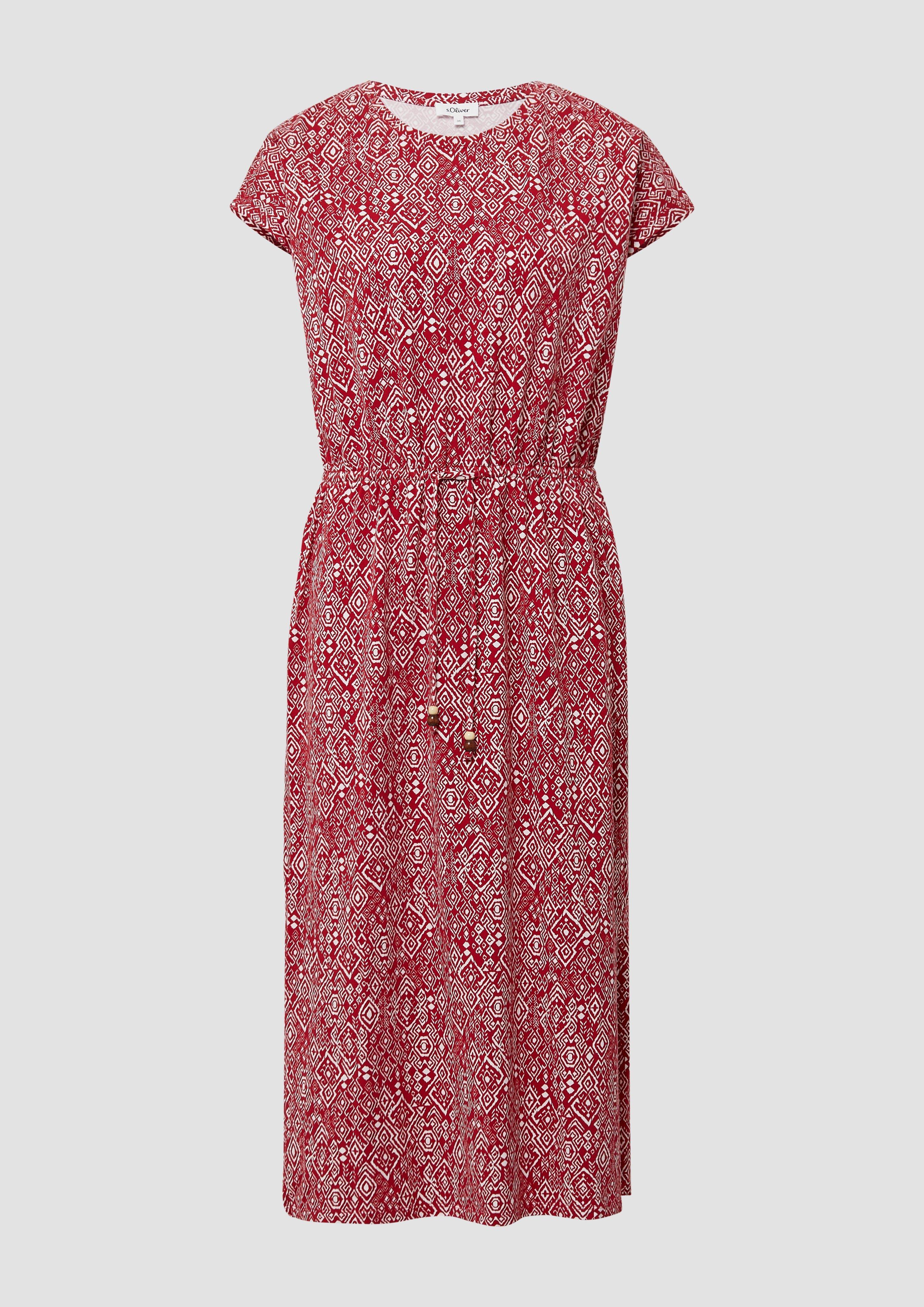 s.Oliver - Midikleid aus Baumwollstretch mit Taillenzug, Damen, rot