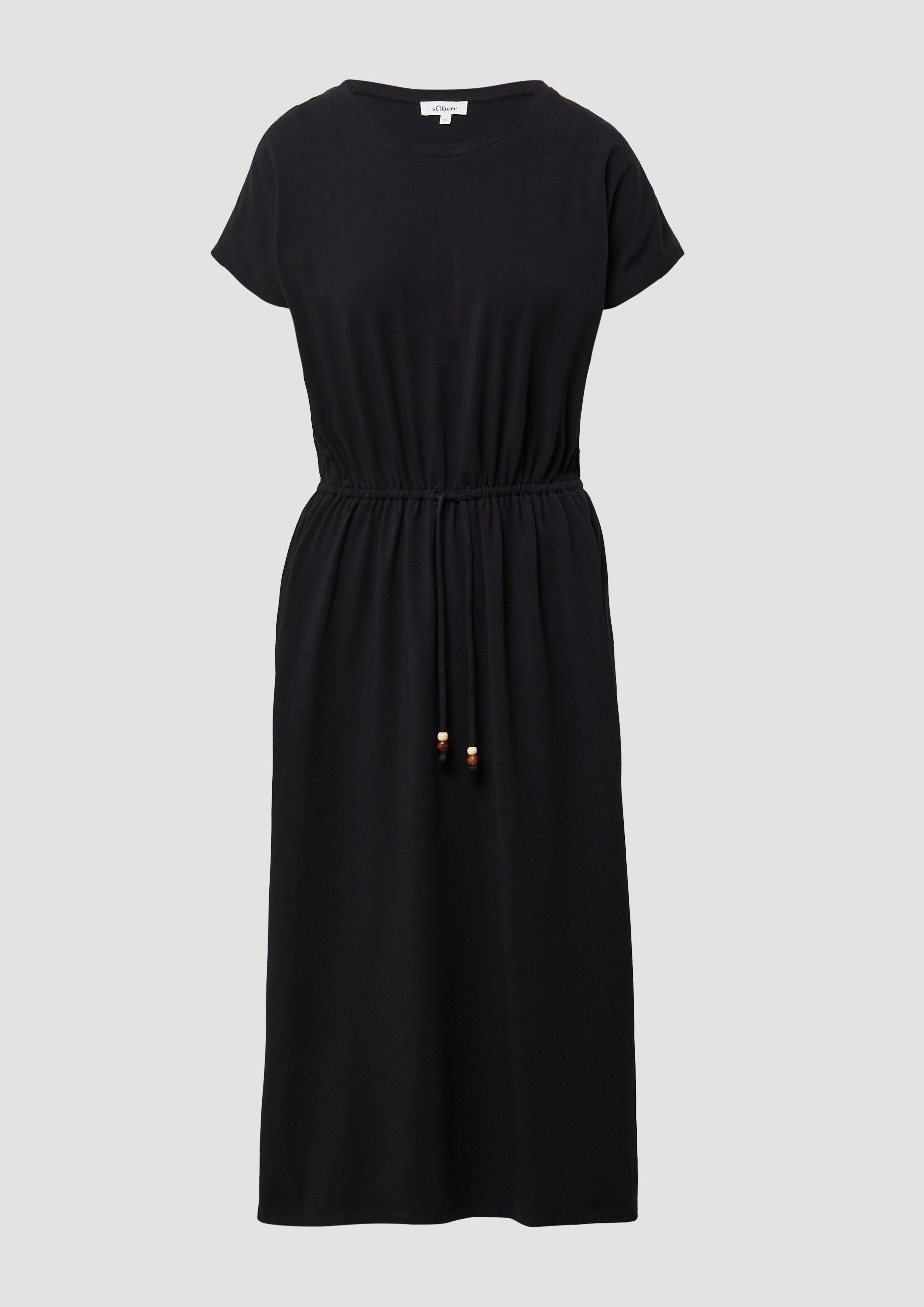 s.Oliver - Midikleid aus Baumwollstretch mit Taillenzug, Damen, schwarz