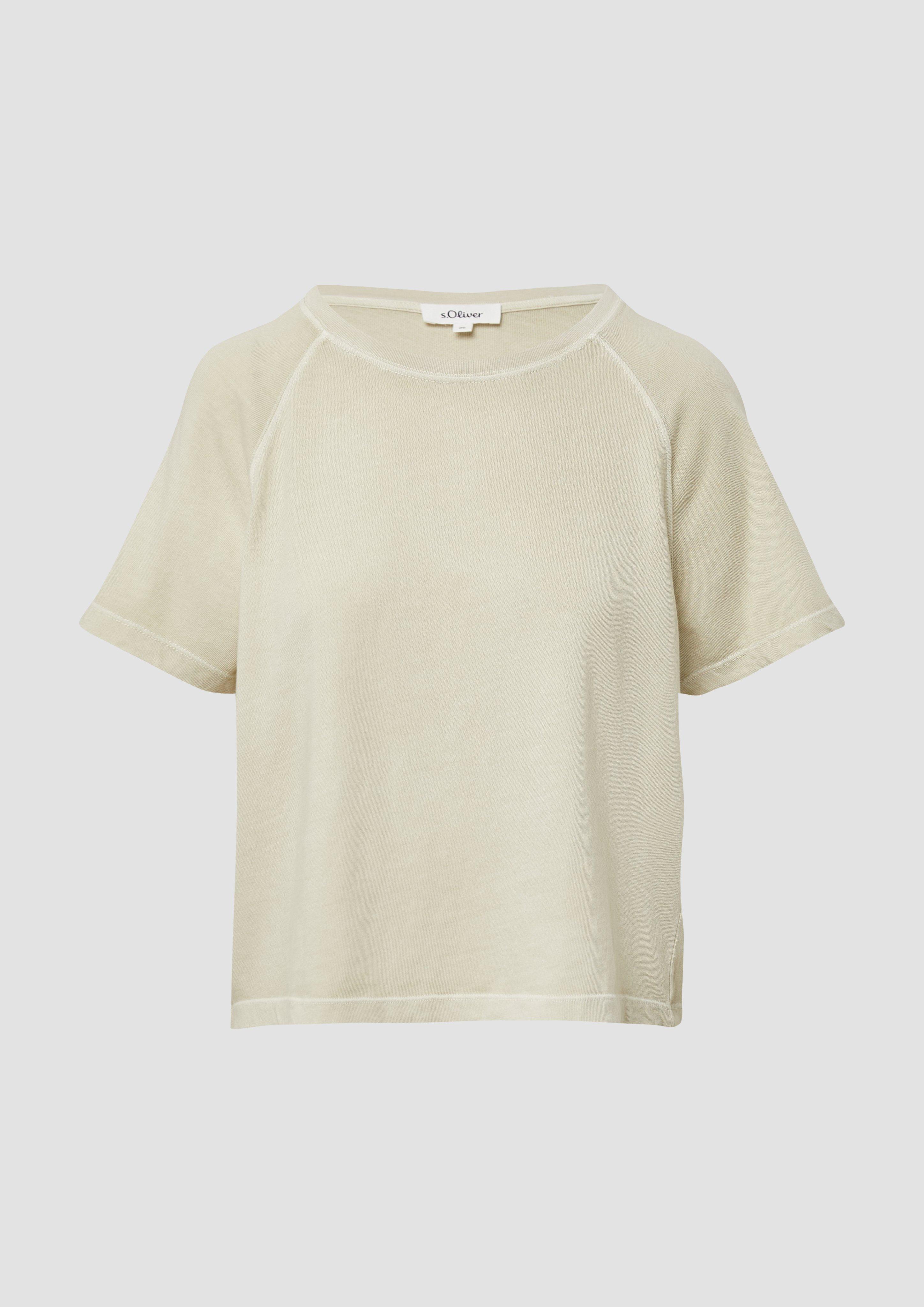 s.Oliver - Baumwoll-T-Shirt im Relaxed Fit mit Raglanärmeln, Damen, Beige