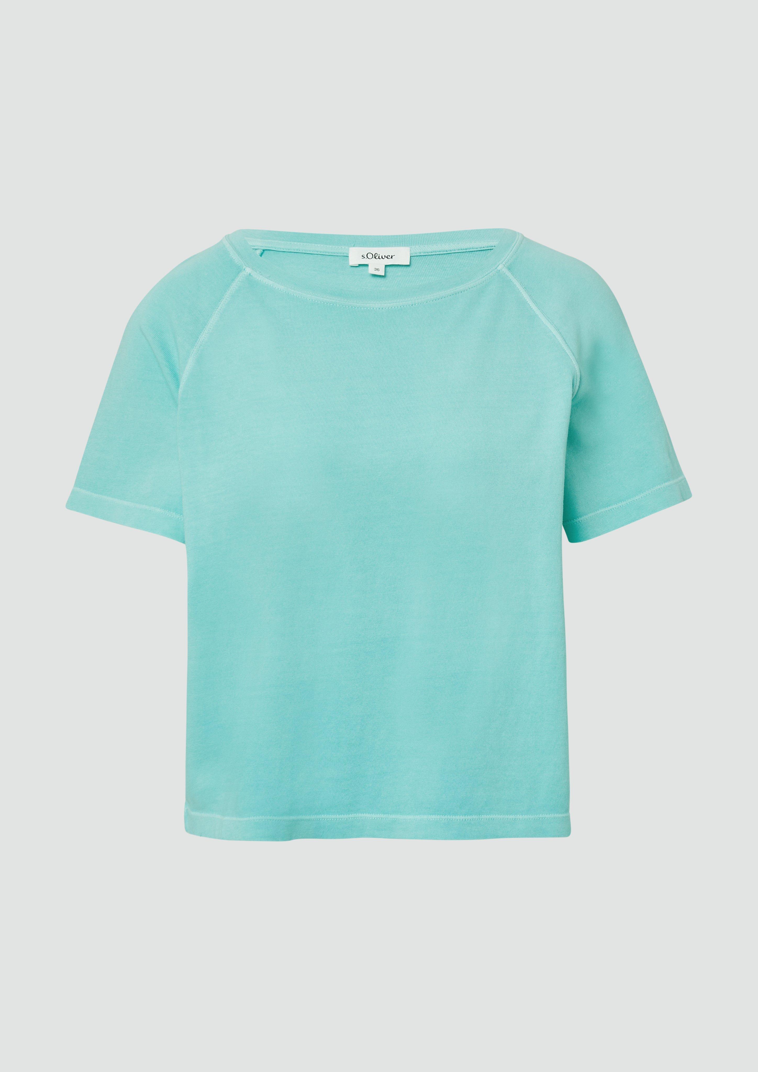 s.Oliver - Baumwoll-T-Shirt im Relaxed Fit mit Raglanärmeln, Damen, türkis