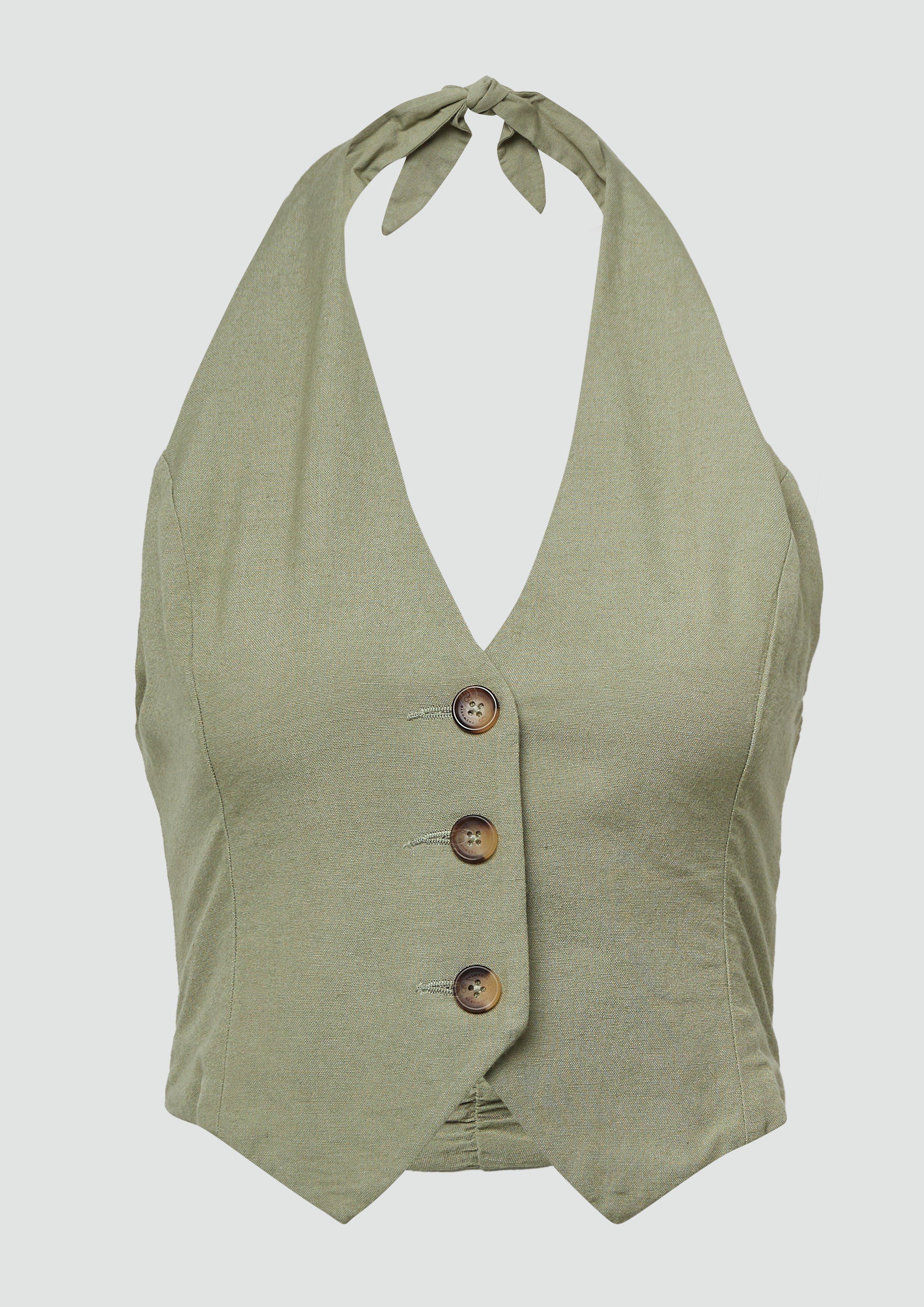 QS - Neckholder-Weste aus Leinenmix, Damen, grün