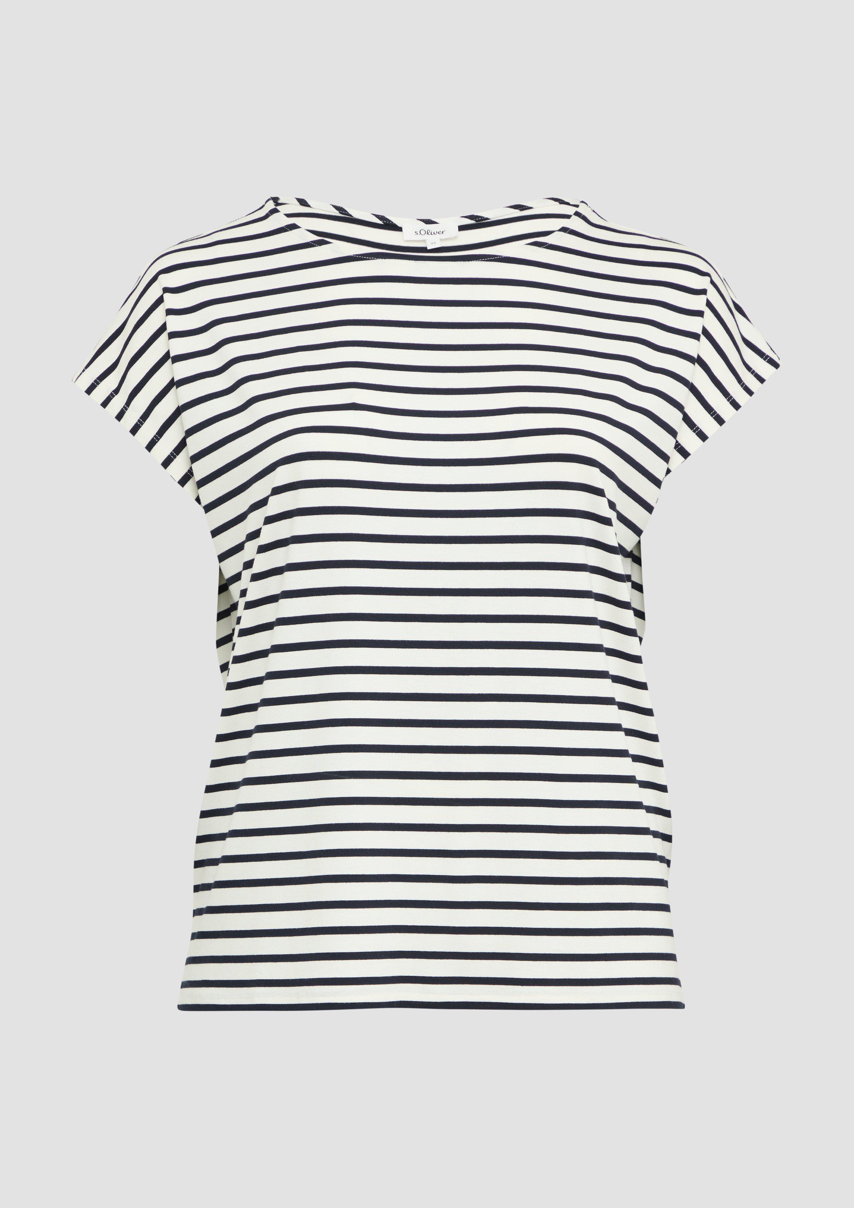 s.Oliver - T-Shirt im Relaxed Fit mit Herz-Stickerei, Damen, blau