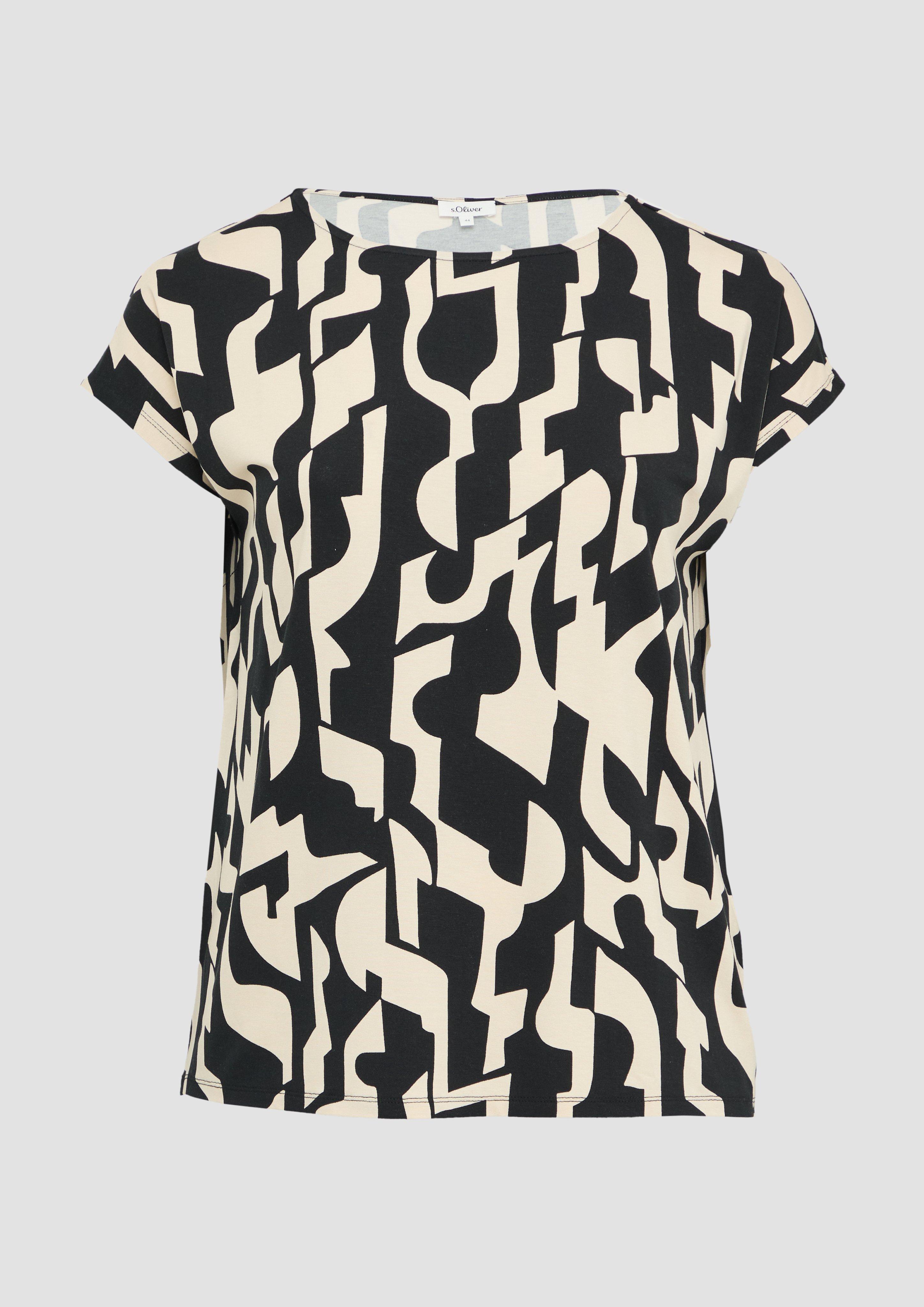 s.Oliver - T-Shirt im Relaxed Fit mit Herz-Stickerei, Damen, schwarz