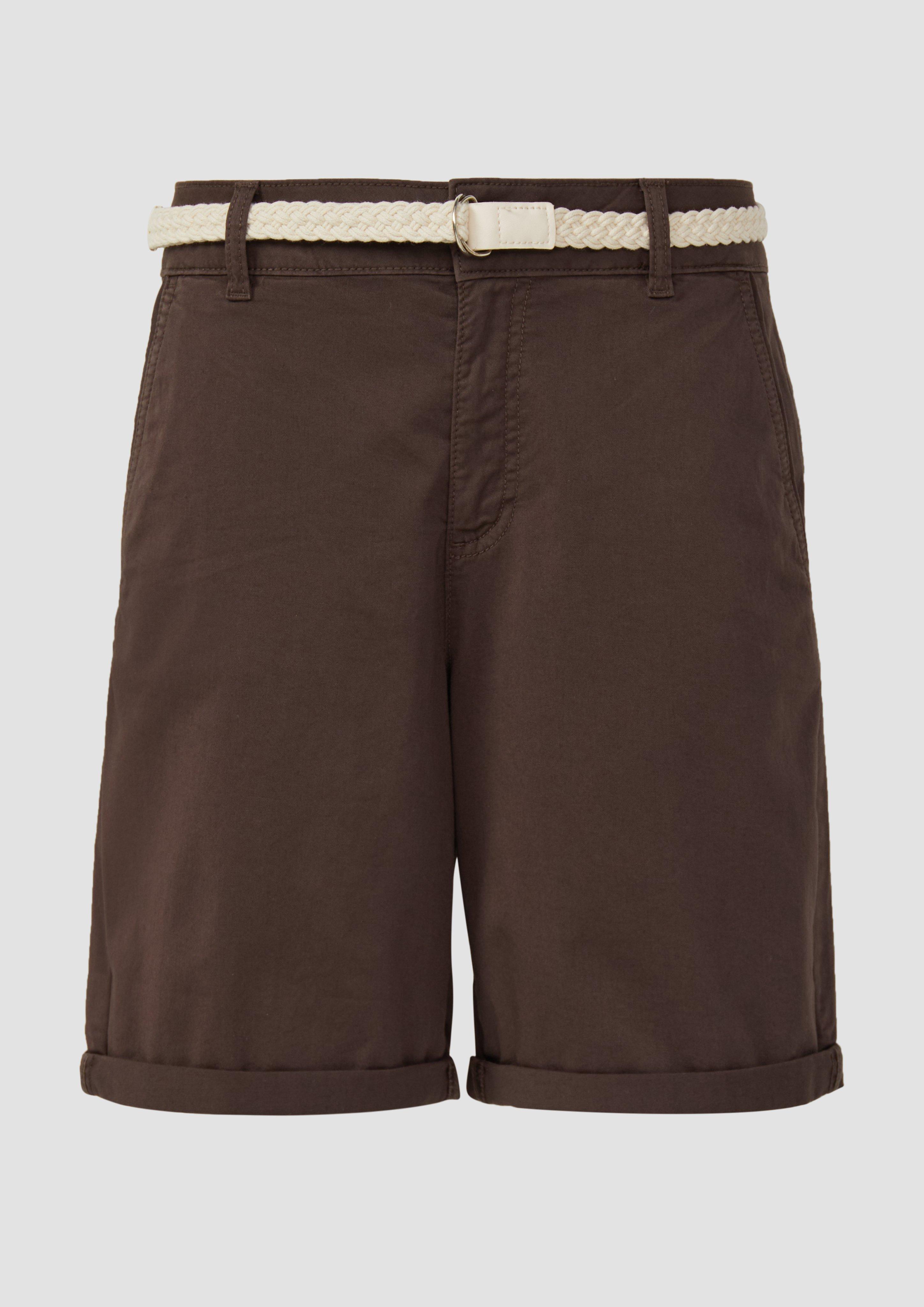 s.Oliver - Shorts mit geflochtenem Gürtel und Garment Dye, Damen, braun
