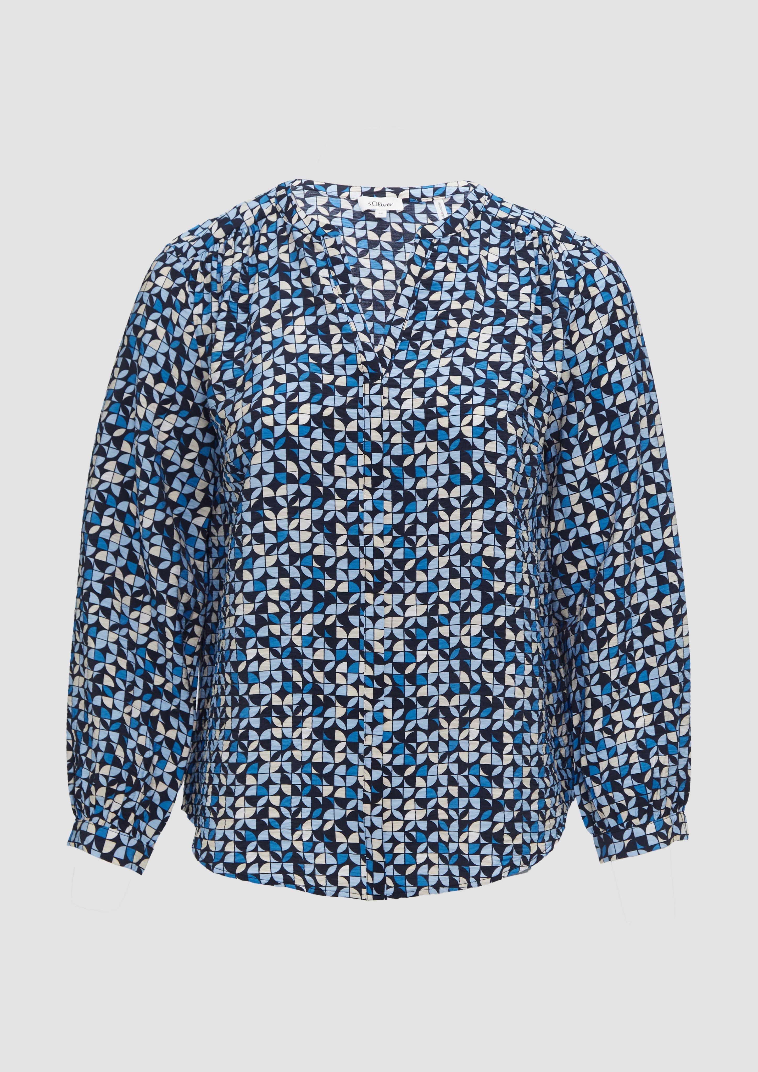 s.Oliver - Strukturierte Bluse aus Viskosemix mit Raffung, Damen, blau