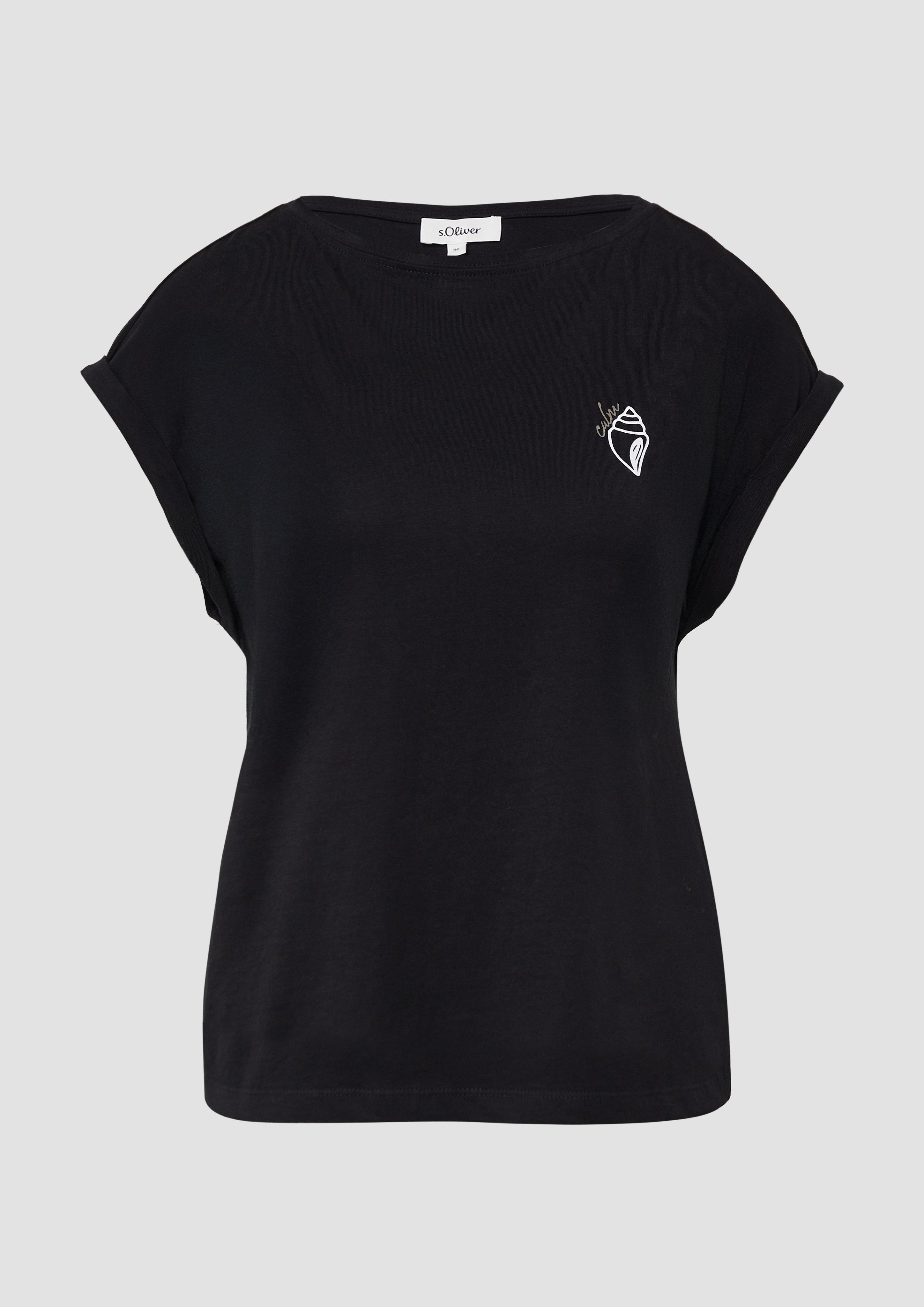 s.Oliver - Relaxed-Fit-Shirt mit Print und überschnittenen Schultern, Damen, schwarz