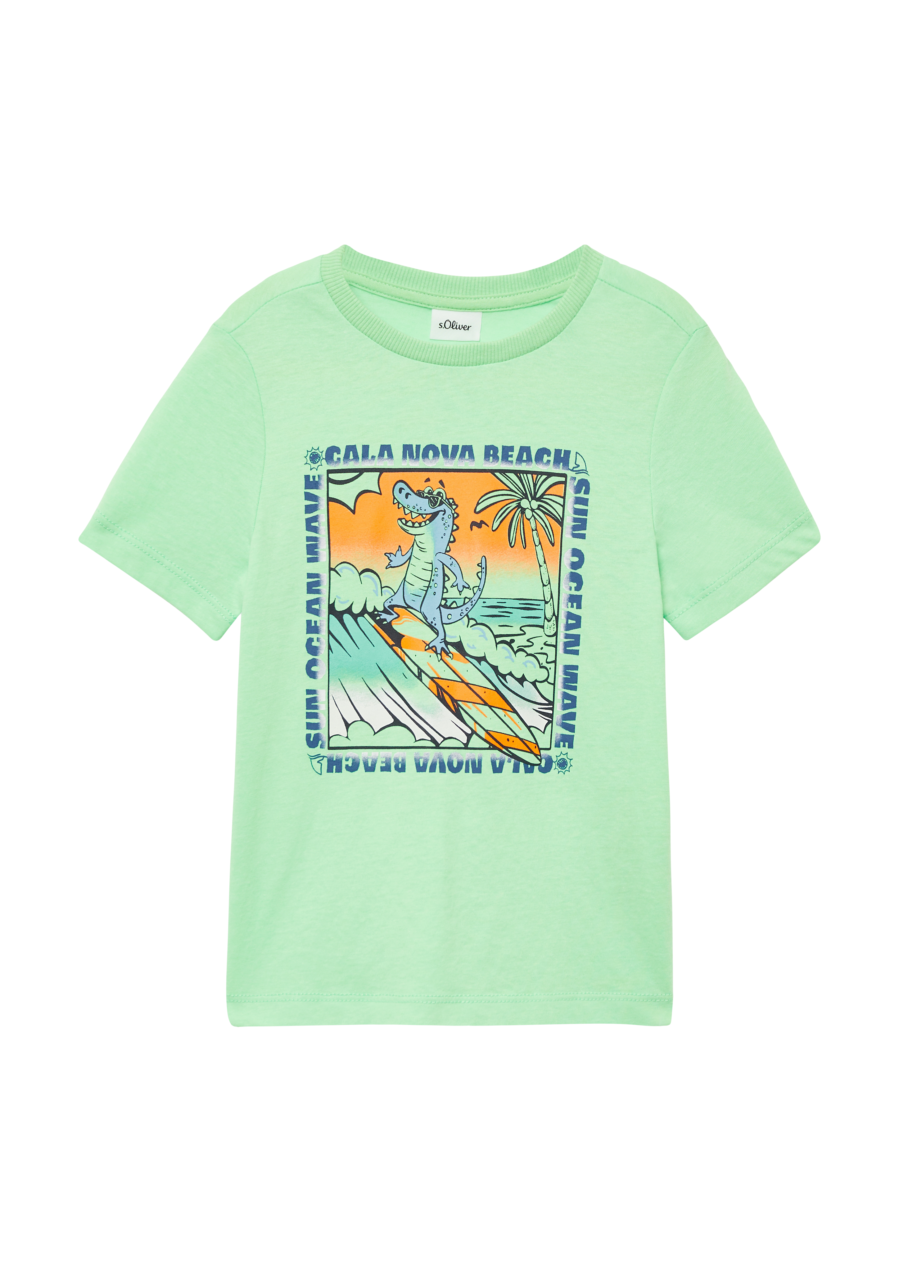 s.Oliver - Baumwoll-T-Shirt mit Frontprint, Kinder, grün