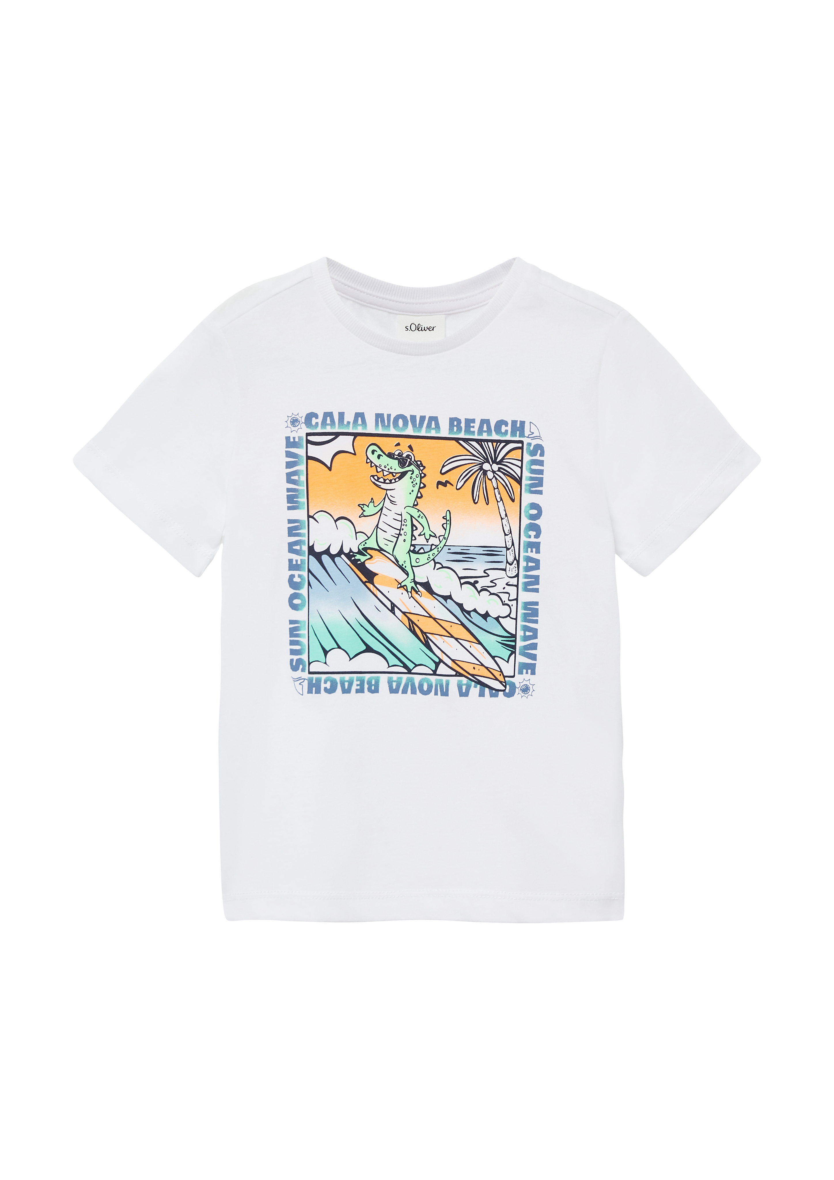 s.Oliver - Baumwoll-T-Shirt mit Frontprint, Kinder, weiß