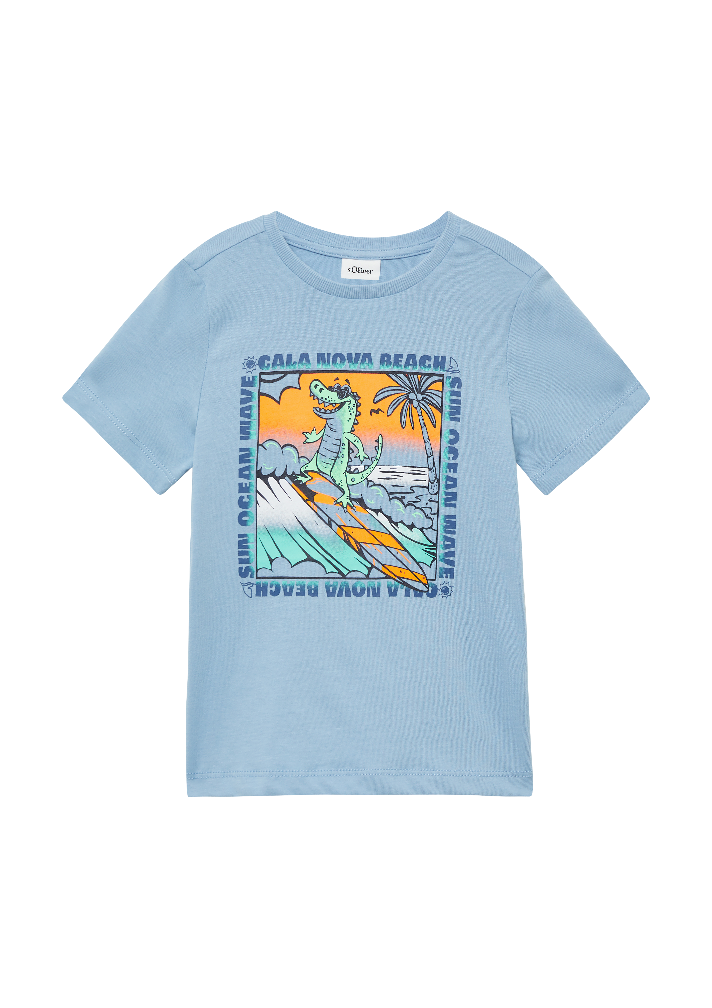 s.Oliver - Baumwoll-T-Shirt mit Frontprint, Kinder, blau