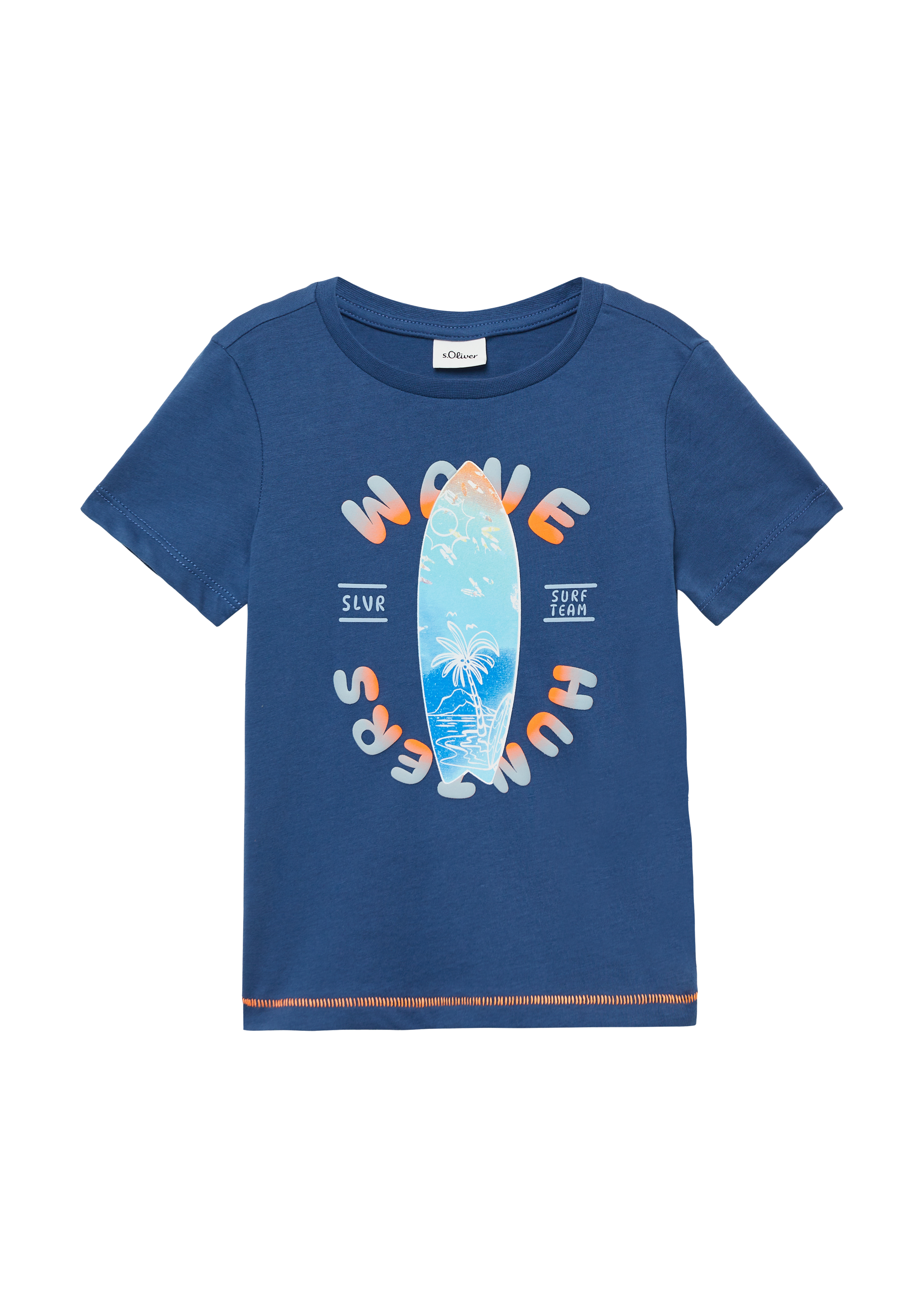 s.Oliver - T-Shirt aus Baumwolle mit gummiertem Frontprint, Kinder, blau