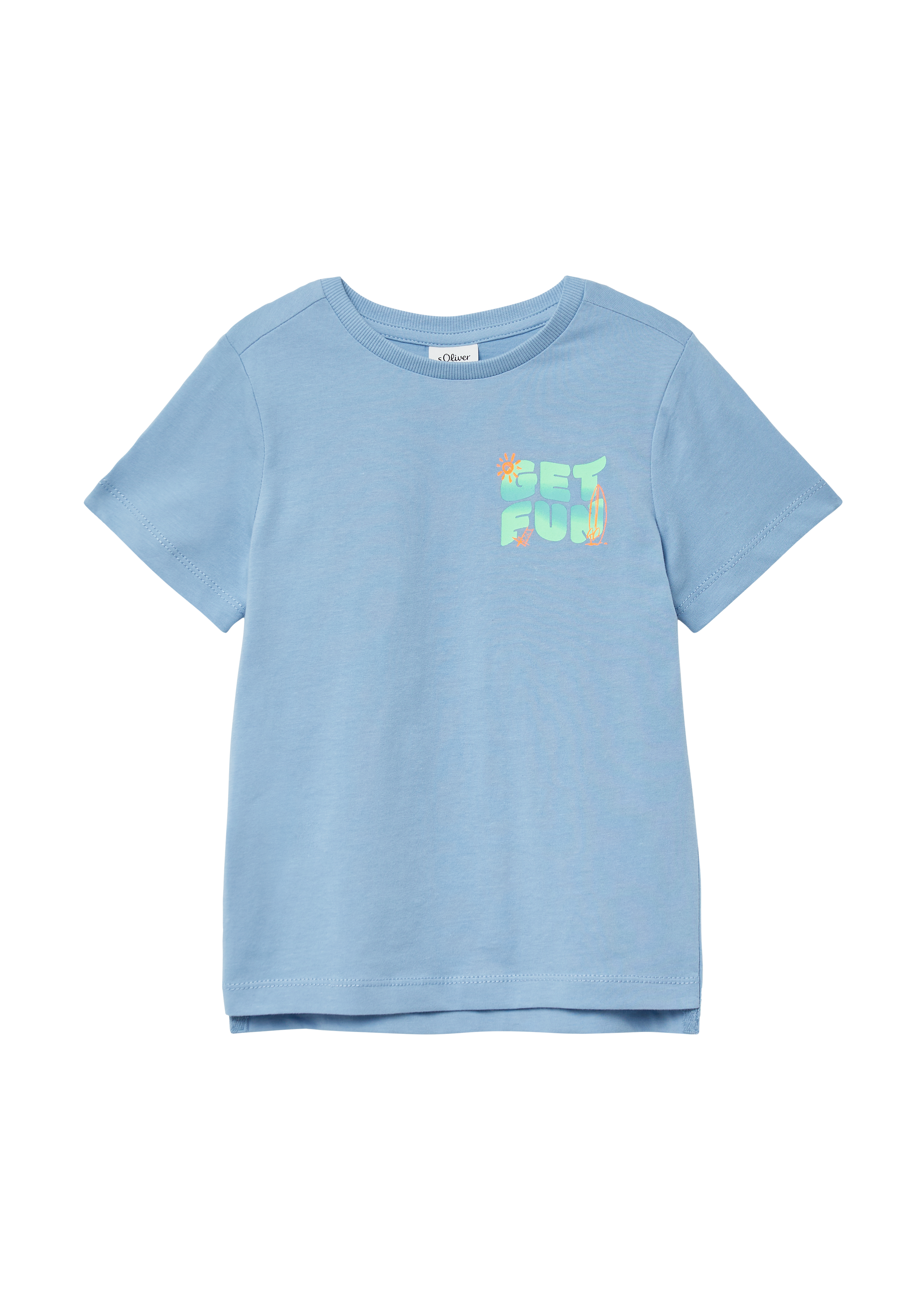 s.Oliver - Baumwoll-T-Shirt mit Front- und Rückenprint, Kinder, blau