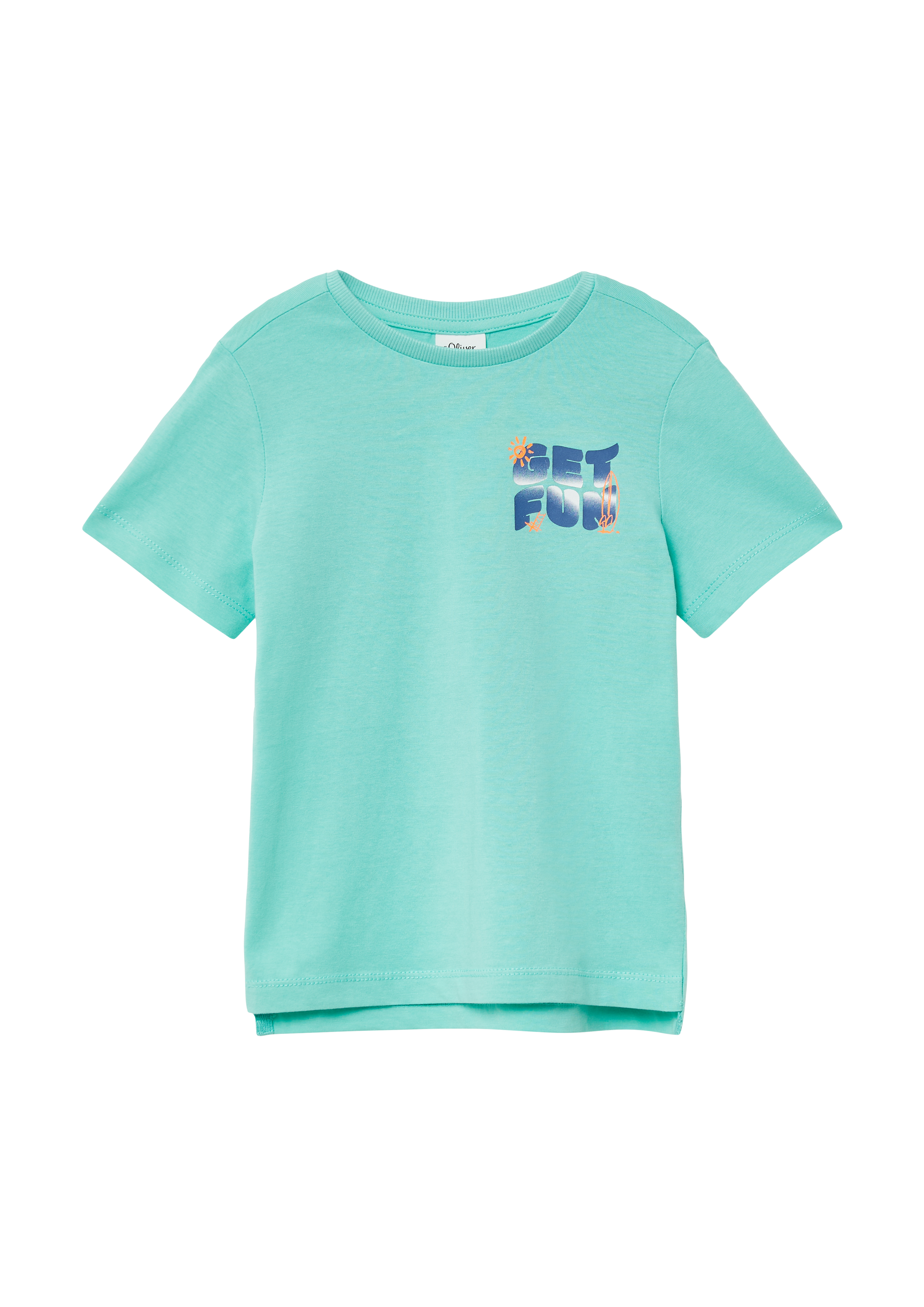 s.Oliver - Baumwoll-T-Shirt mit Front- und Rückenprint, Kinder, türkis