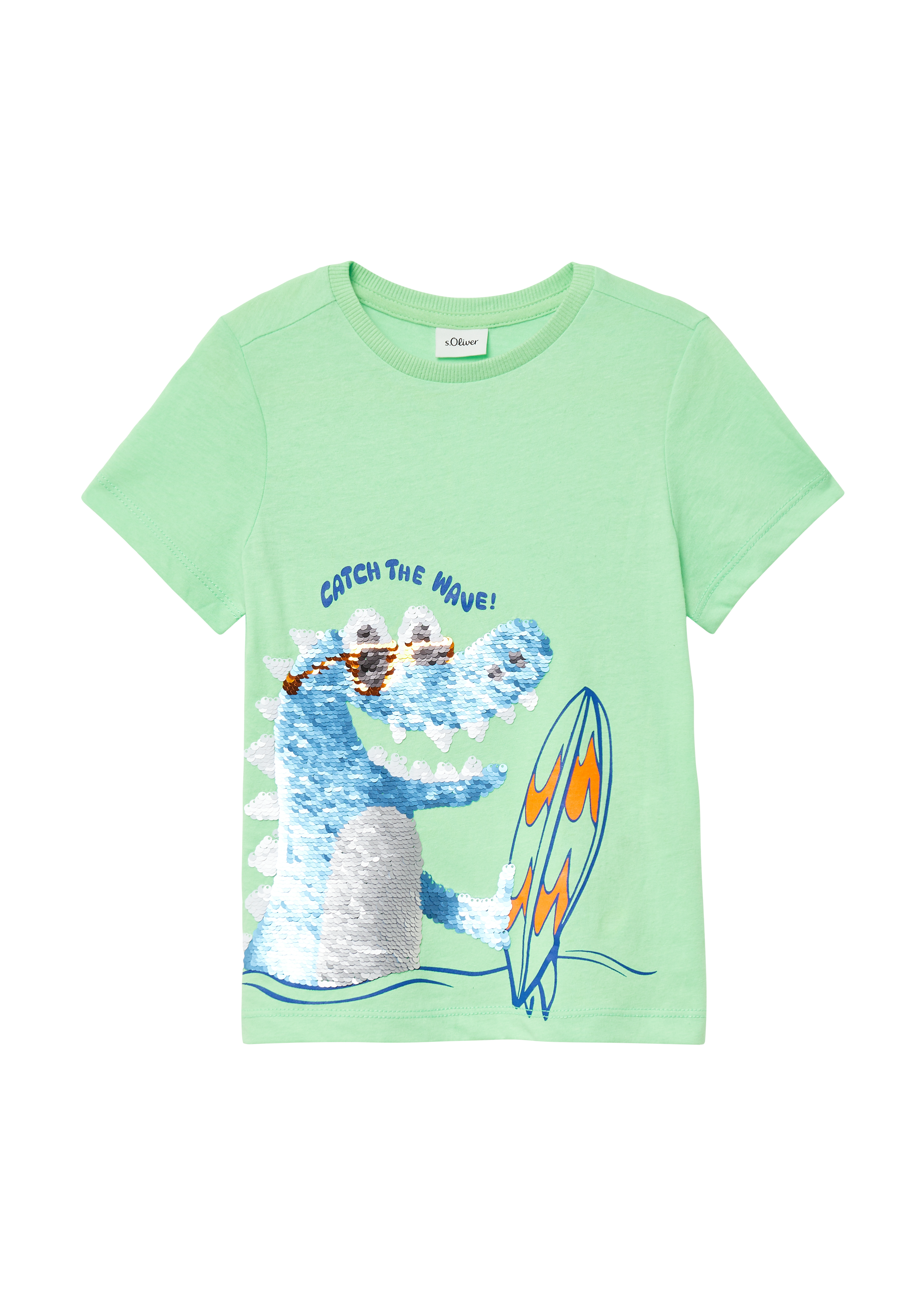 s.Oliver - Jersey-T-Shirt mit Wendepailletten, Kinder, grün