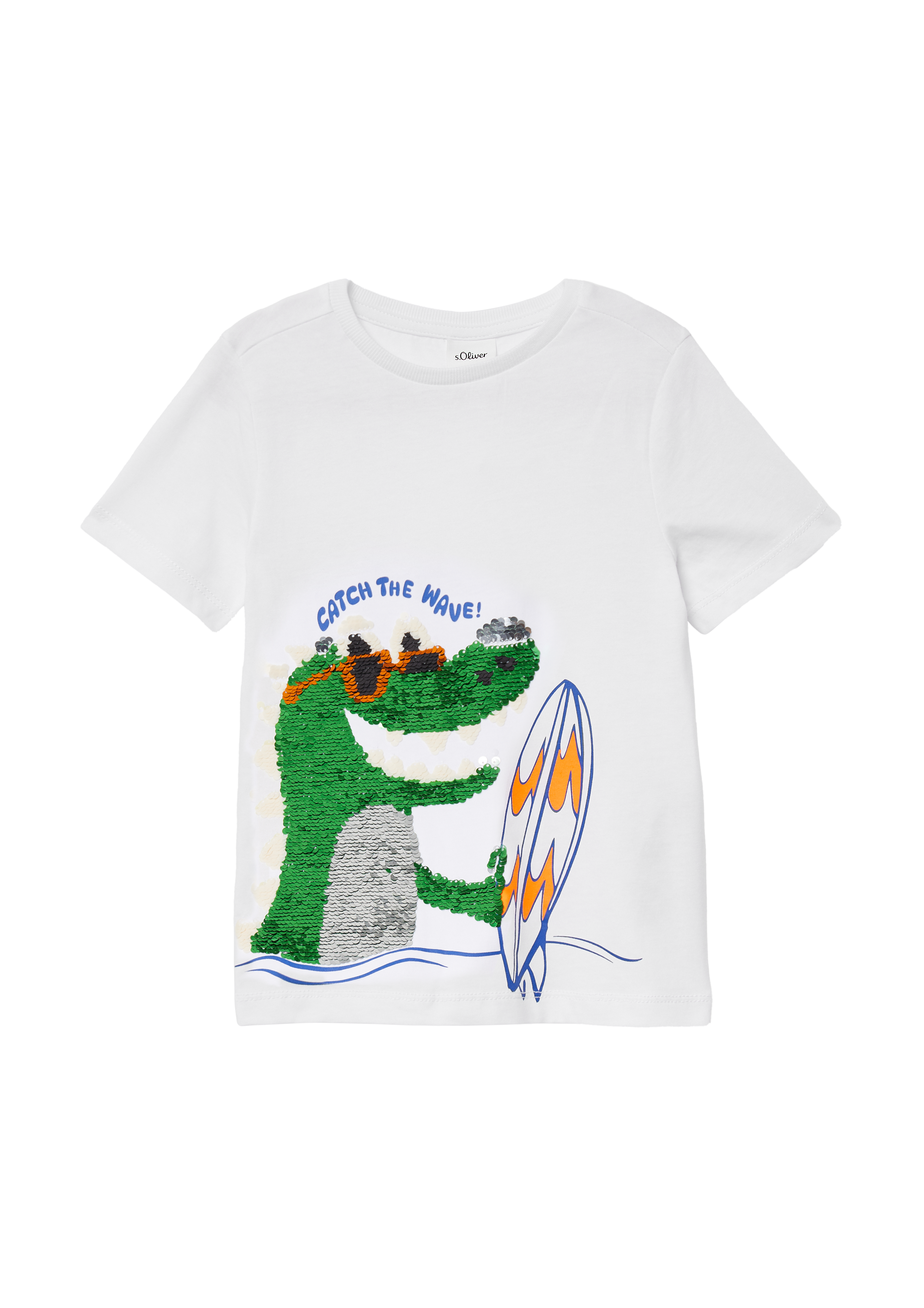 s.Oliver - Jersey-T-Shirt mit Wendepailletten, Kinder, weiß