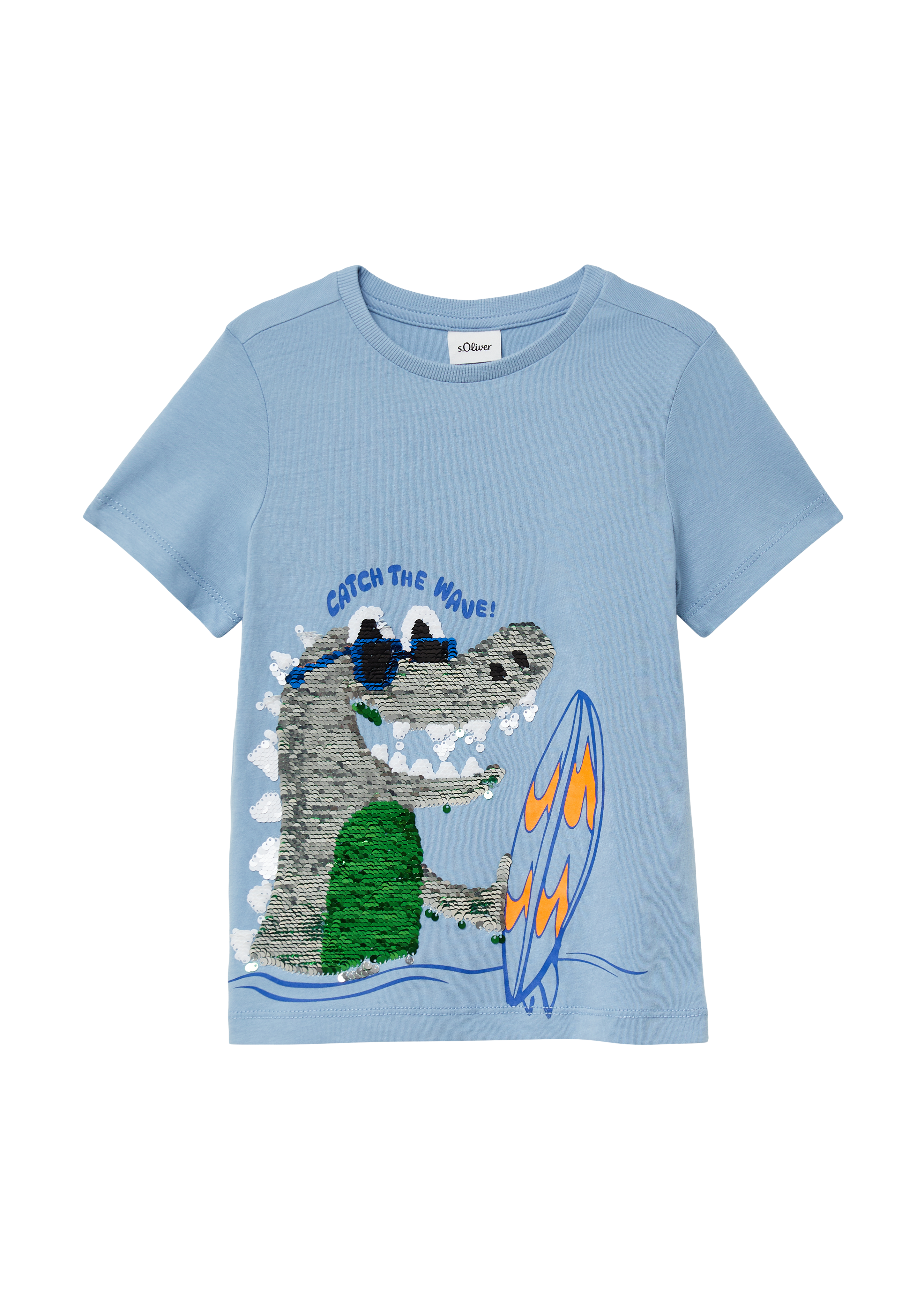 s.Oliver - Jersey-T-Shirt mit Wendepailletten, Kinder, blau