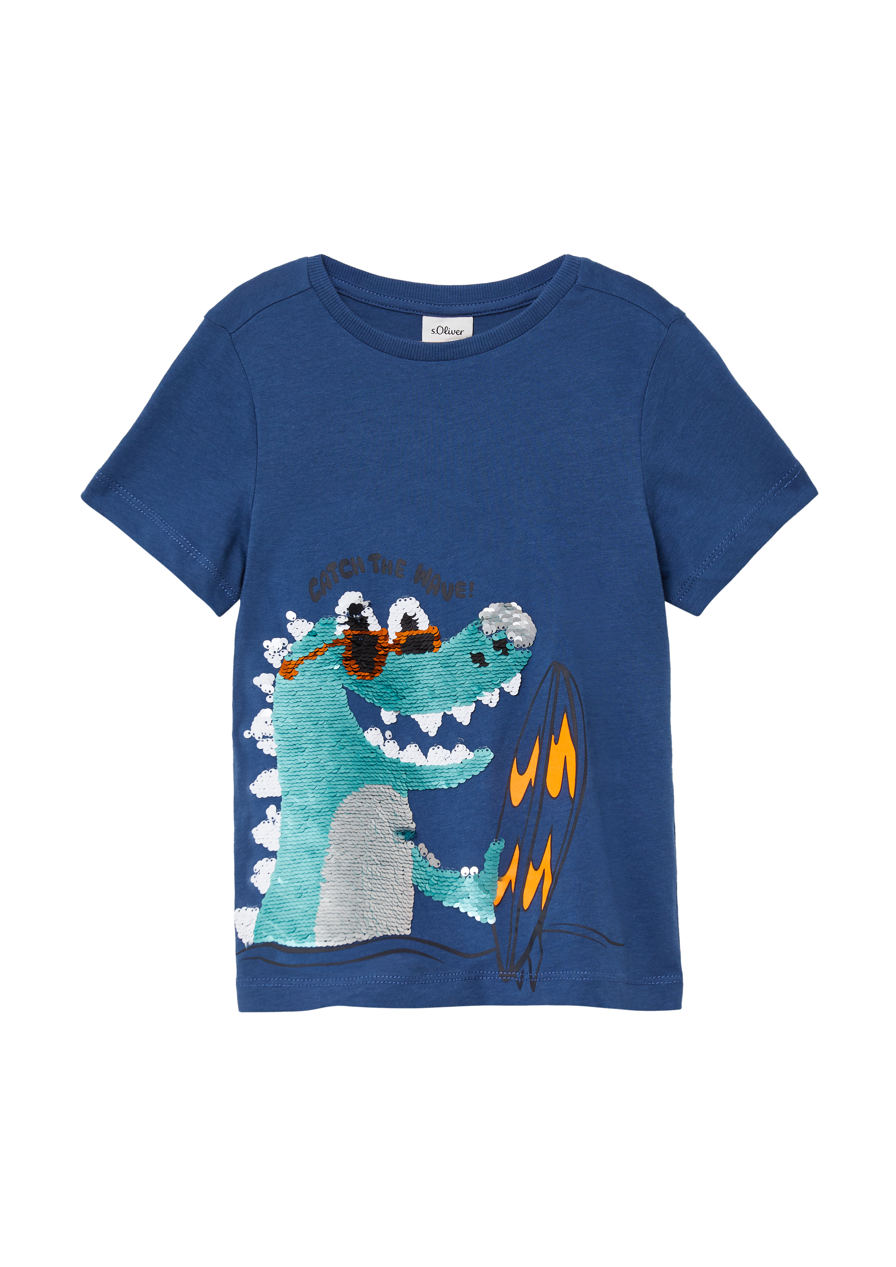 s.Oliver - Jersey-T-Shirt mit Wendepailletten, Kinder, blau