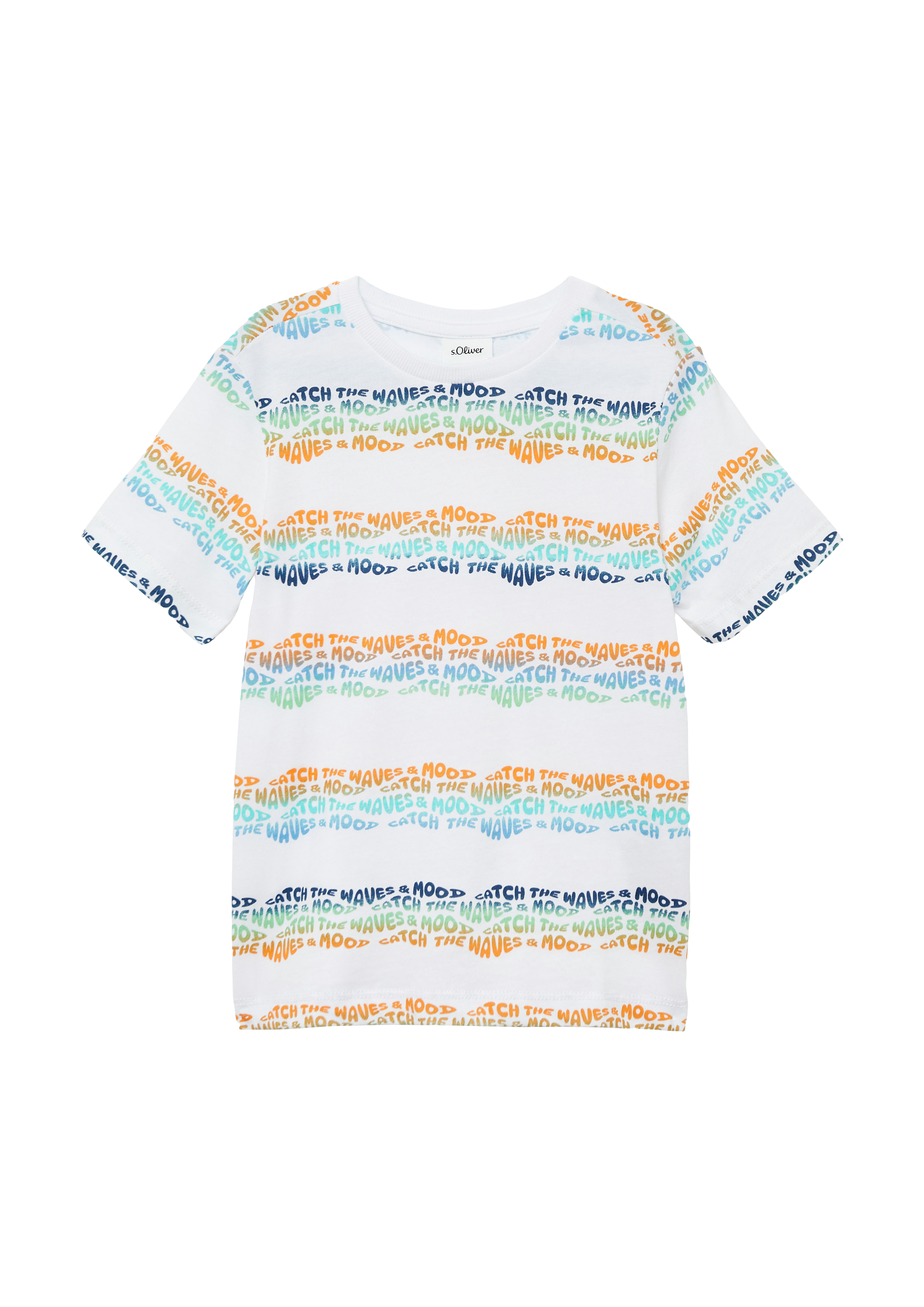 s.Oliver - Baumwoll-T-Shirt mit All-over-Print, Kinder, weiß