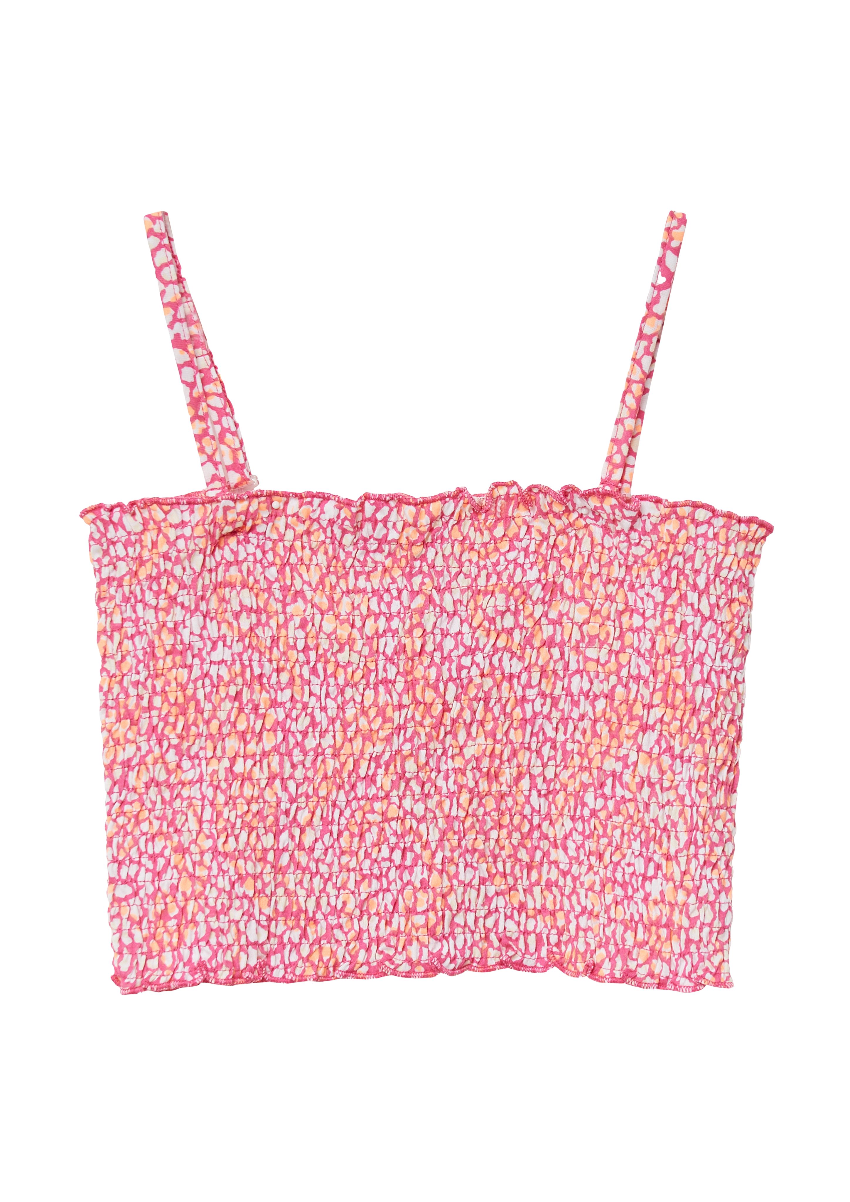 s.Oliver - Gesmoktes Crop-Top mit abnehmbaren Spaghettiträgern, Mädchen, weiß|pink