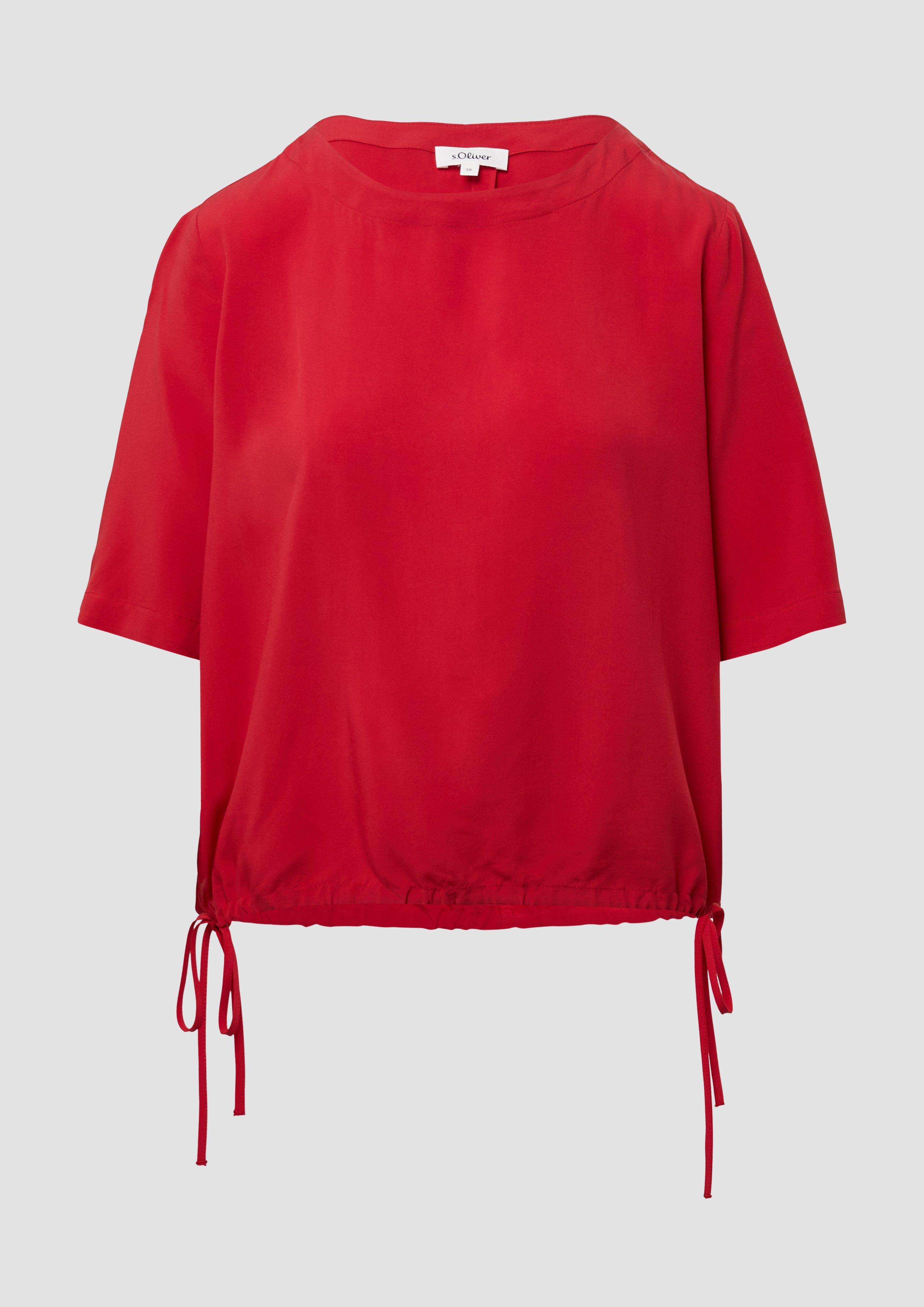 s.Oliver - Gemusterte Shirt-Bluse mit verstellbarem Saum, Damen, rot