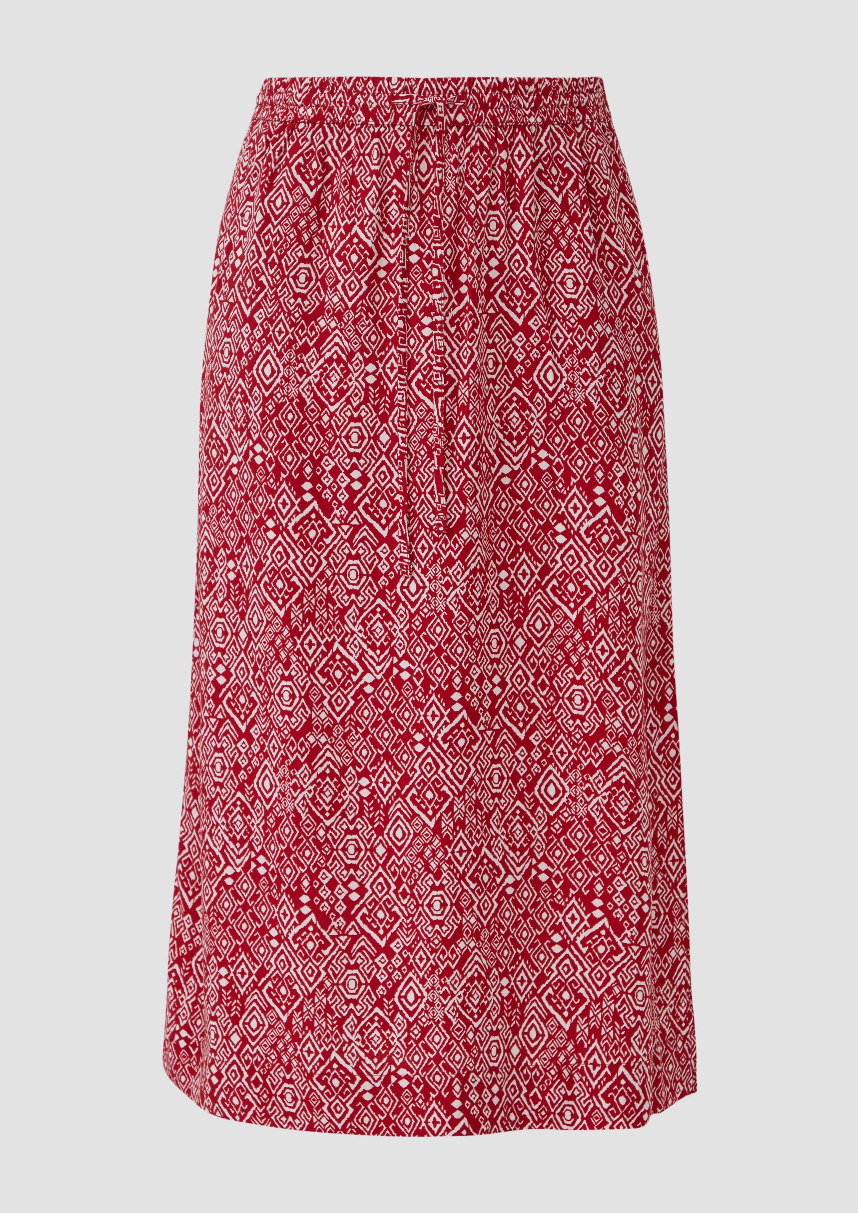 s.Oliver - Midi-Rock aus Viskose mit Eingrifftaschen und Tunnelzug, Damen, rot