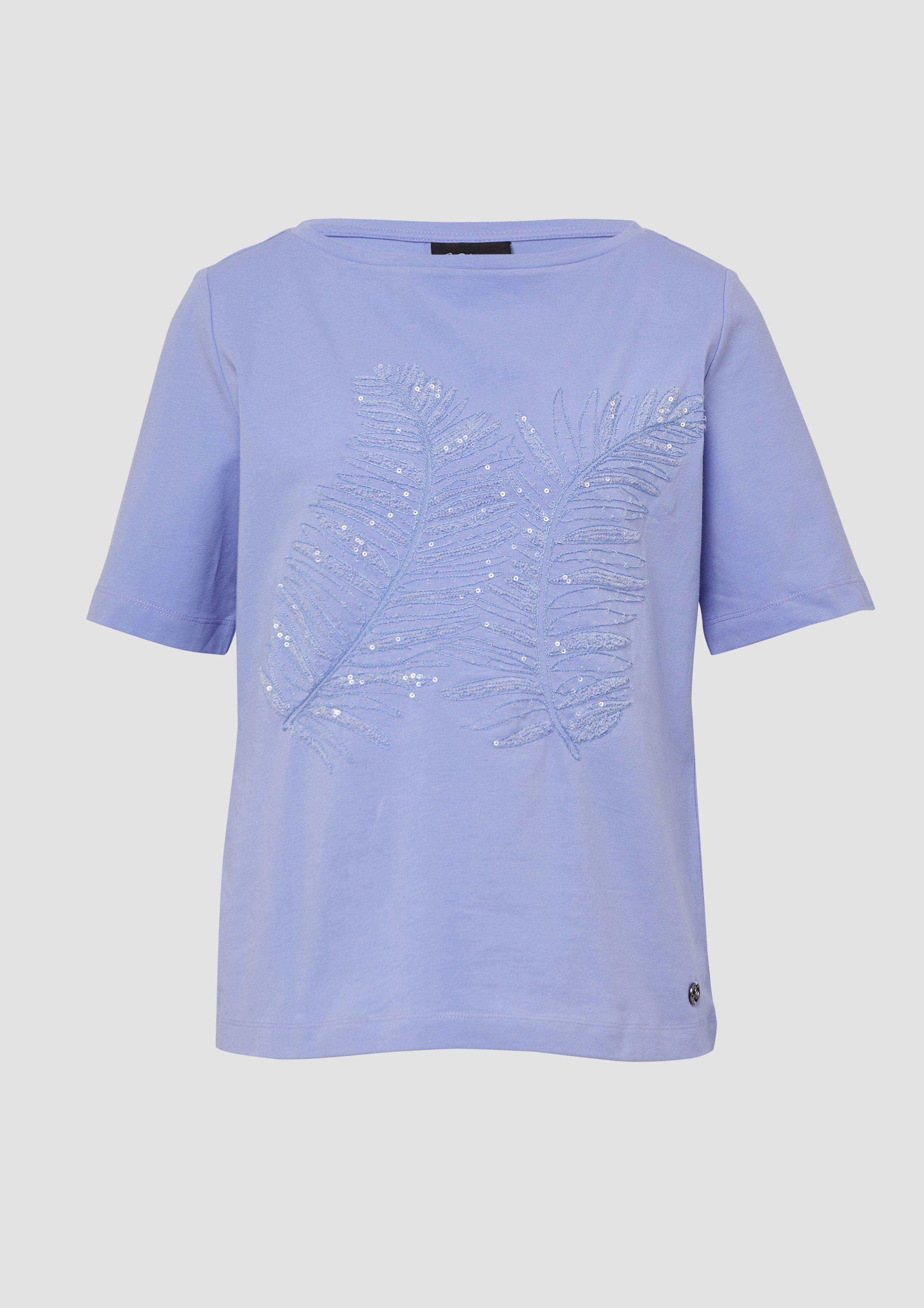 s.Oliver - T-Shirt im Relaxed Fit mit Pailletten, Damen, blau