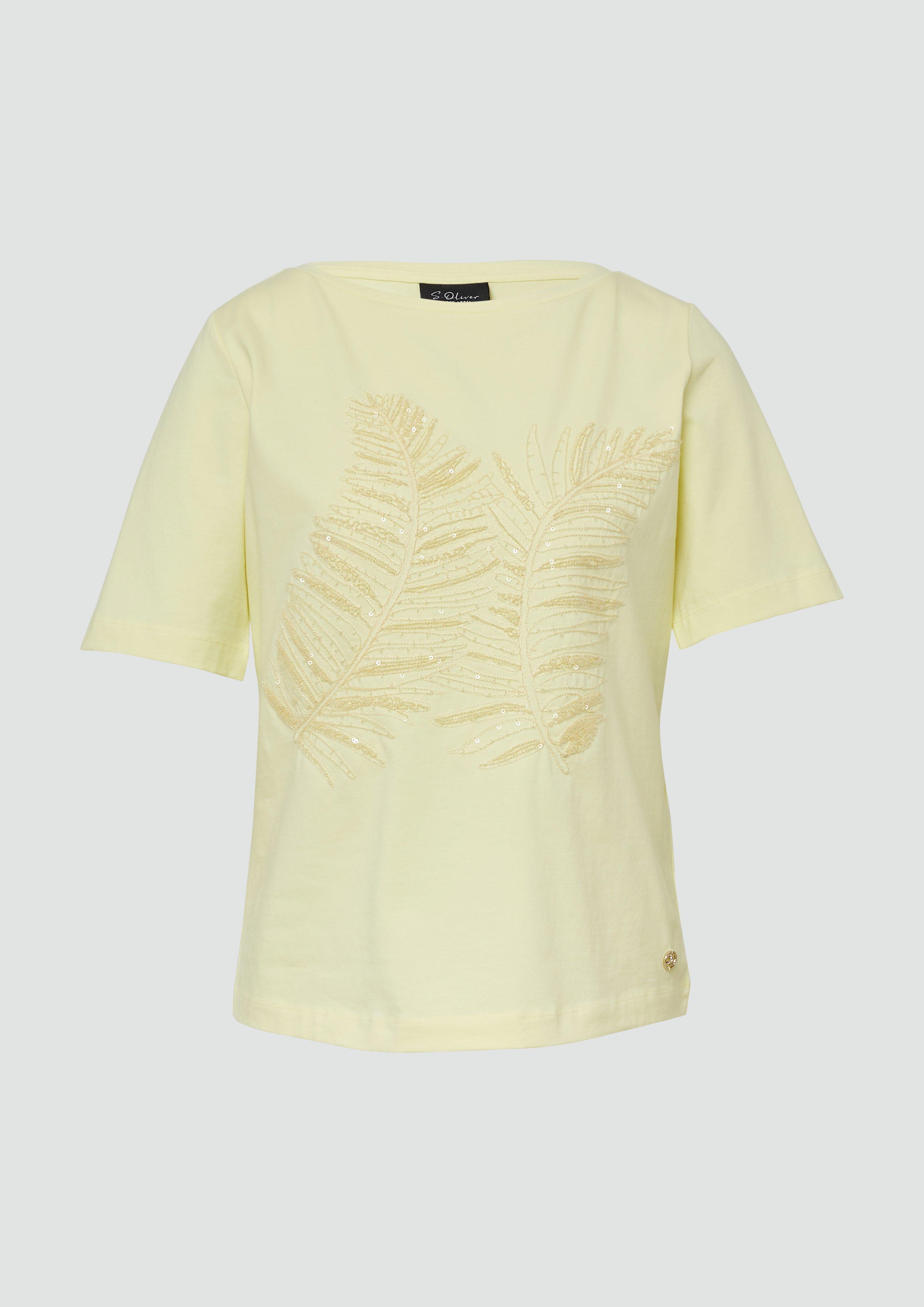 s.Oliver - T-Shirt im Relaxed Fit mit Pailletten, Damen, grün