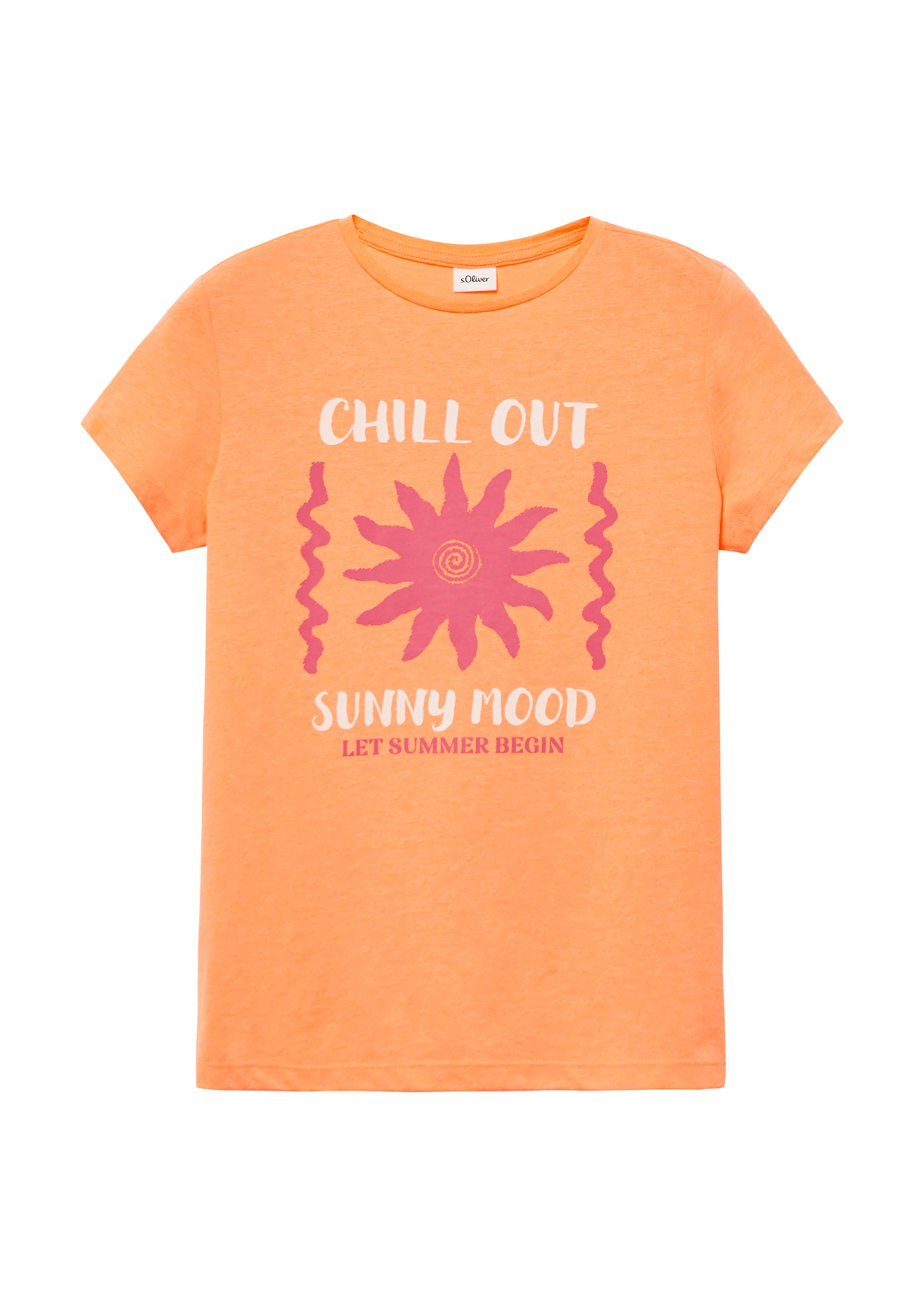s.Oliver - T-Shirt im Loose Fit mit Frontprint, Mädchen, Orange