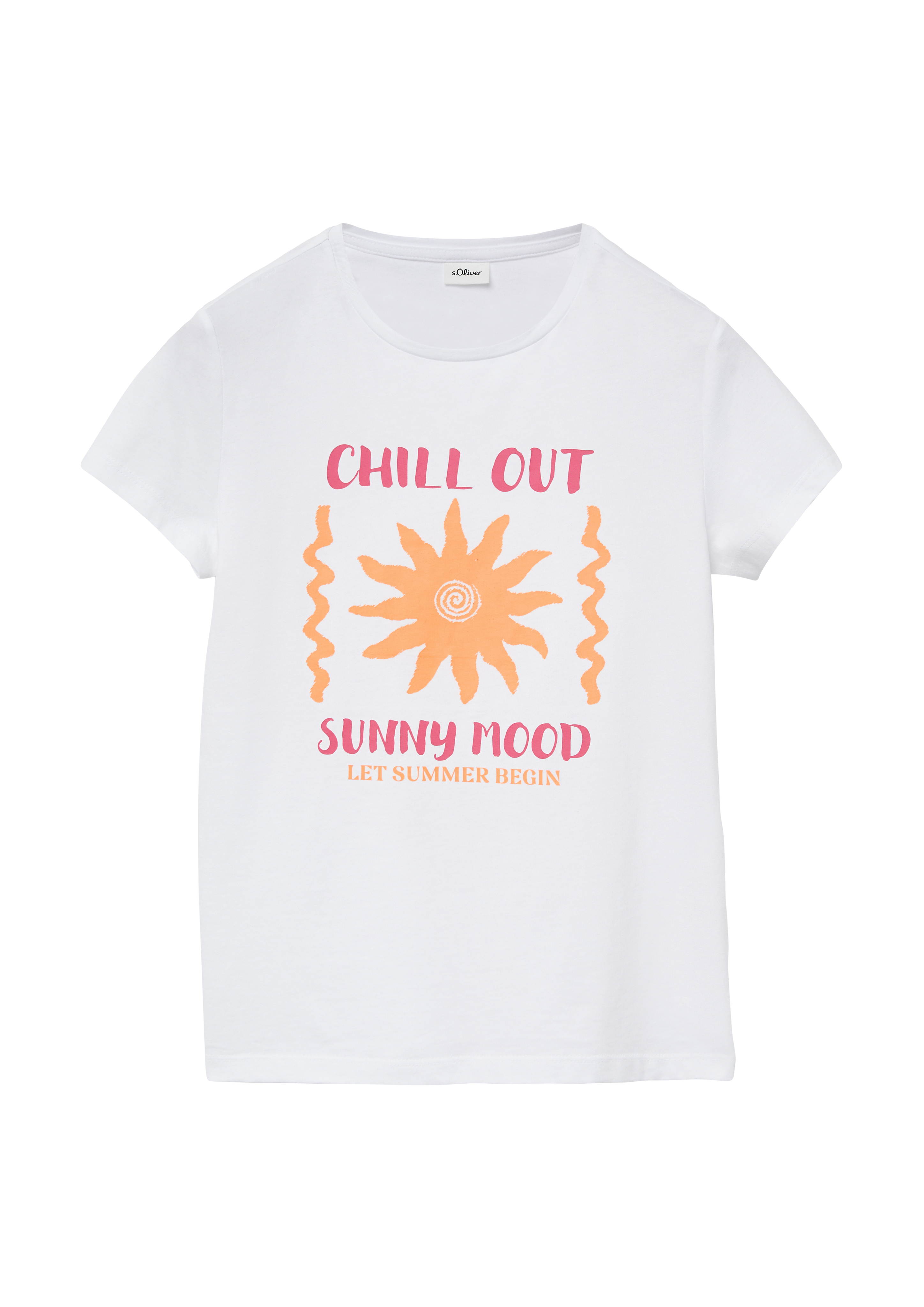 s.Oliver - T-Shirt im Loose Fit mit Frontprint, Mädchen, weiß