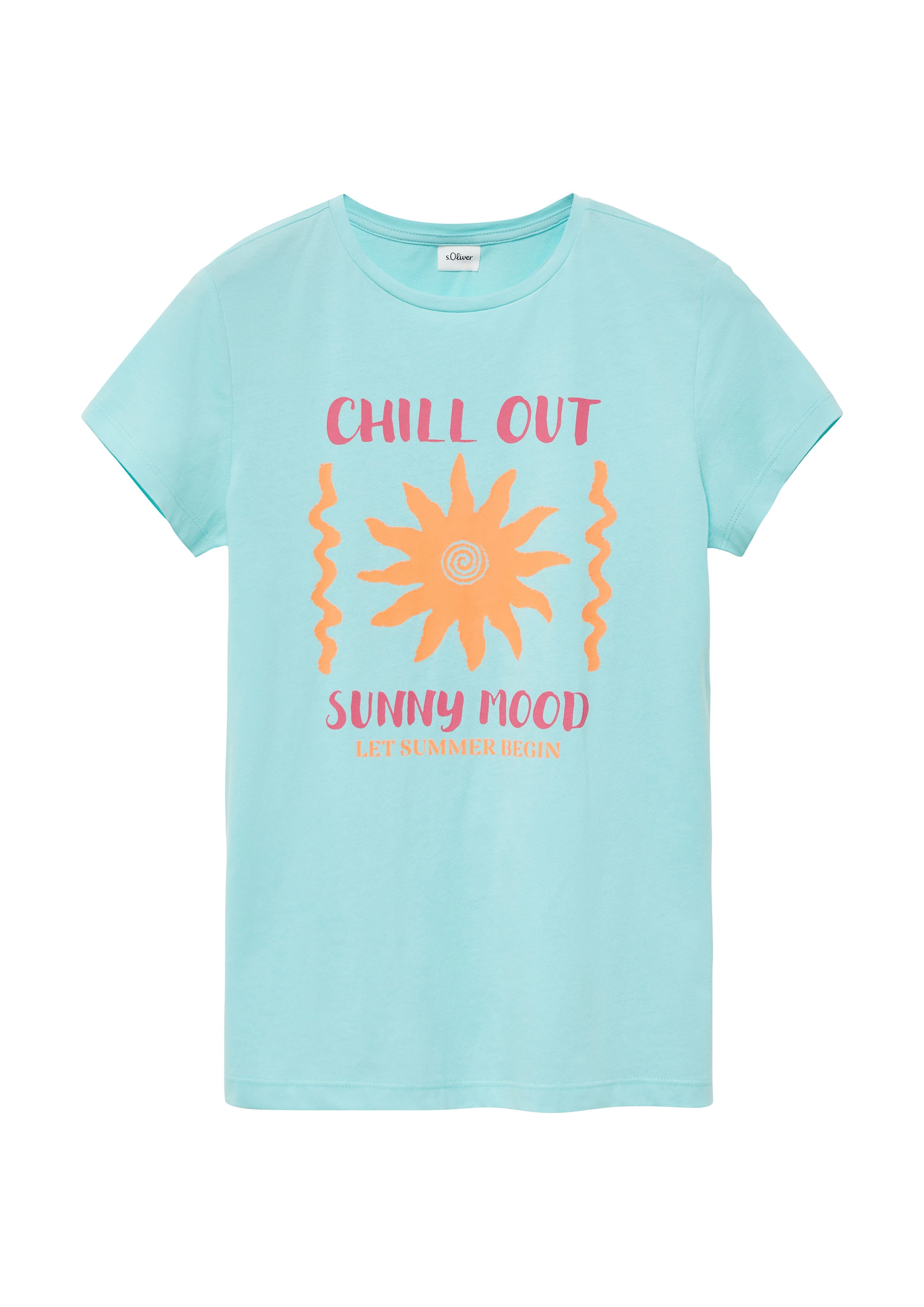 s.Oliver - T-Shirt im Loose Fit mit Frontprint, Mädchen, türkis