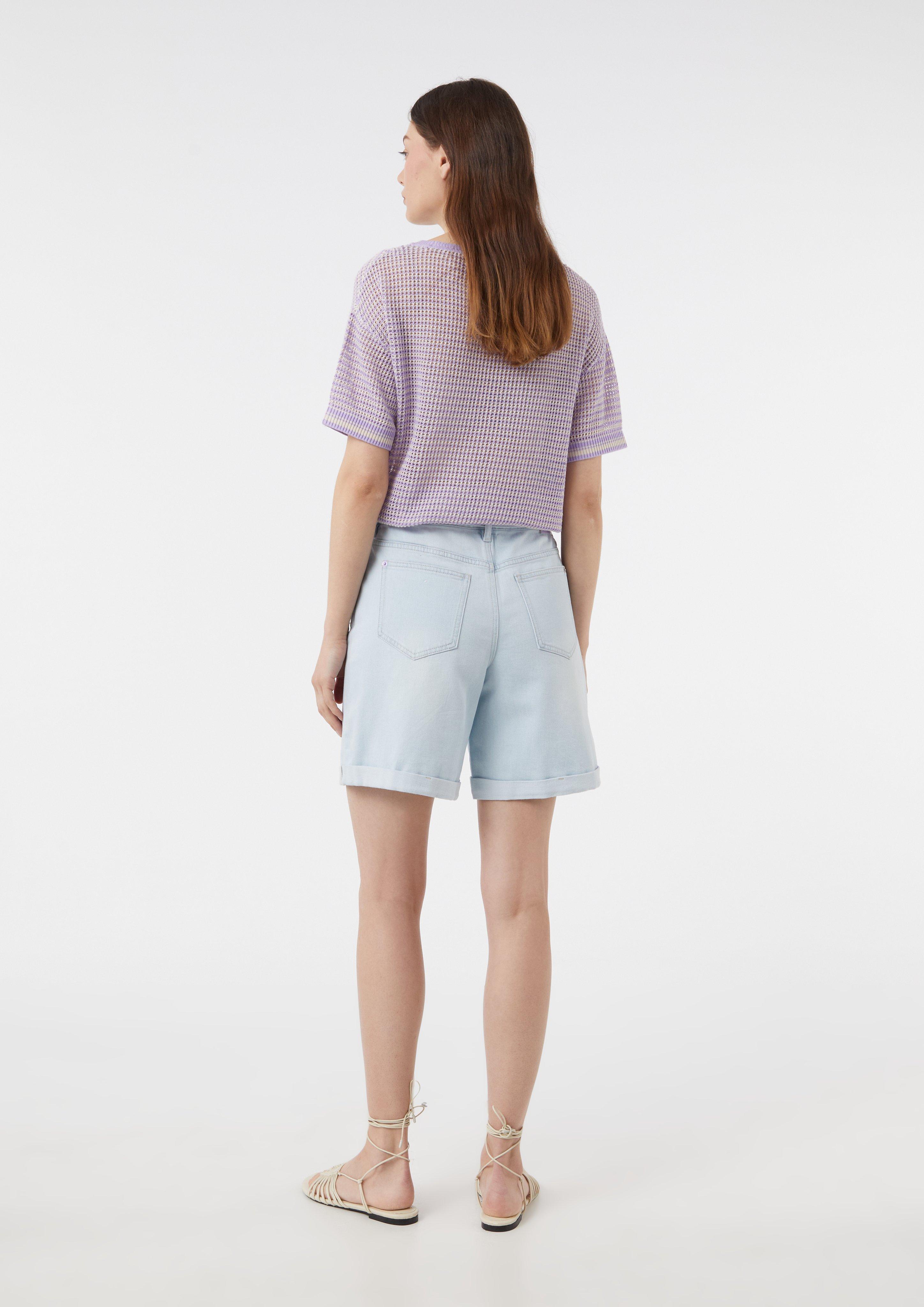 Denim shorts with a tie-around belt - Blue | SCAYLE