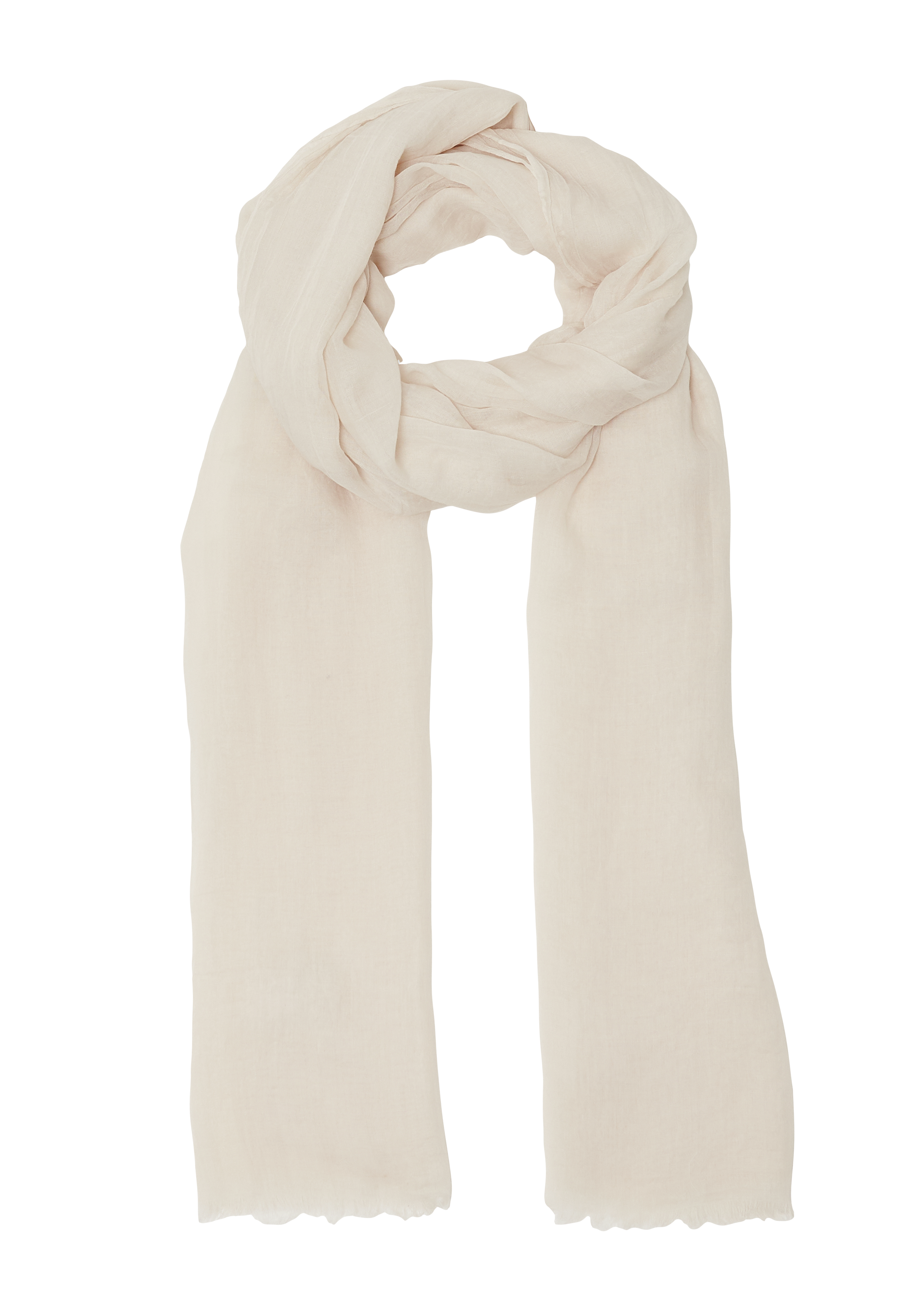 s.Oliver - Leichter Schal aus Webware mit Fransen, Damen, Beige
