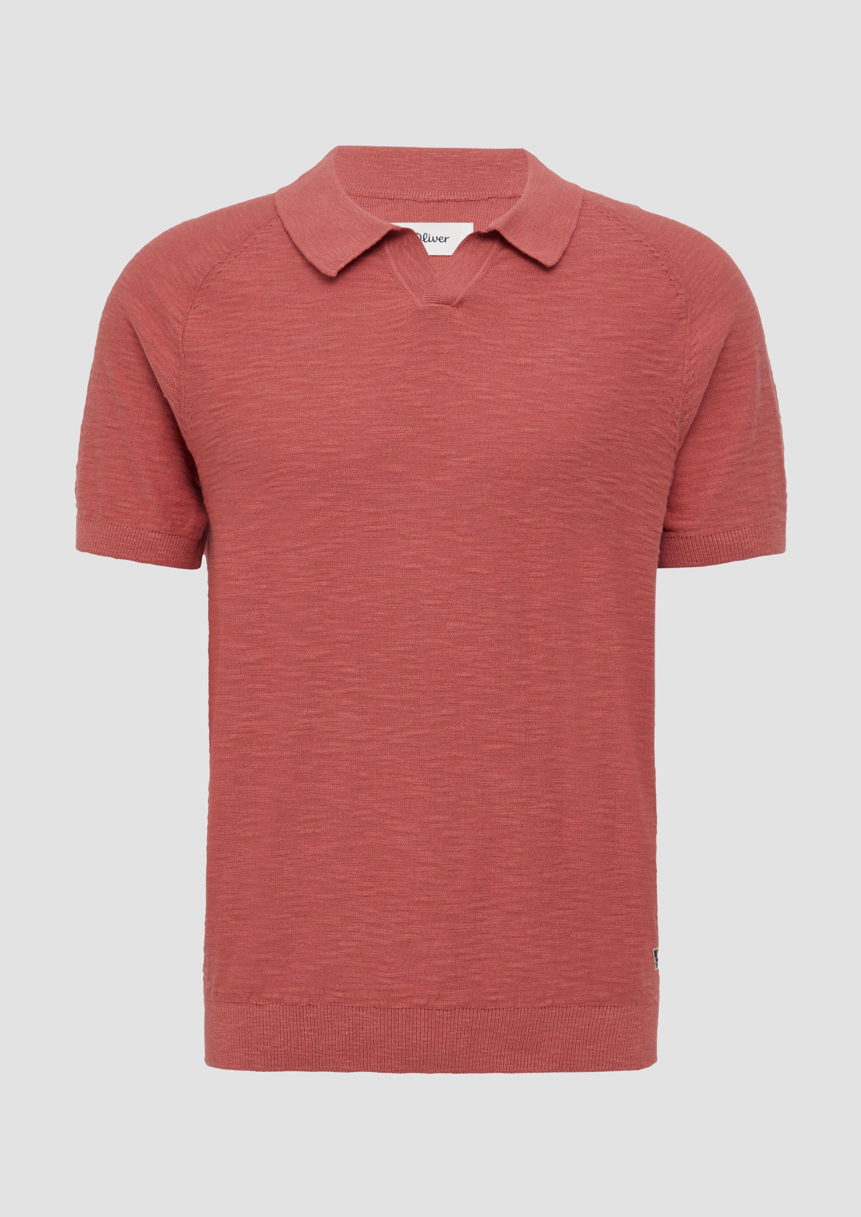 s.Oliver - Gestricktes Poloshirt mit Flammgarnstruktur, Herren, rot