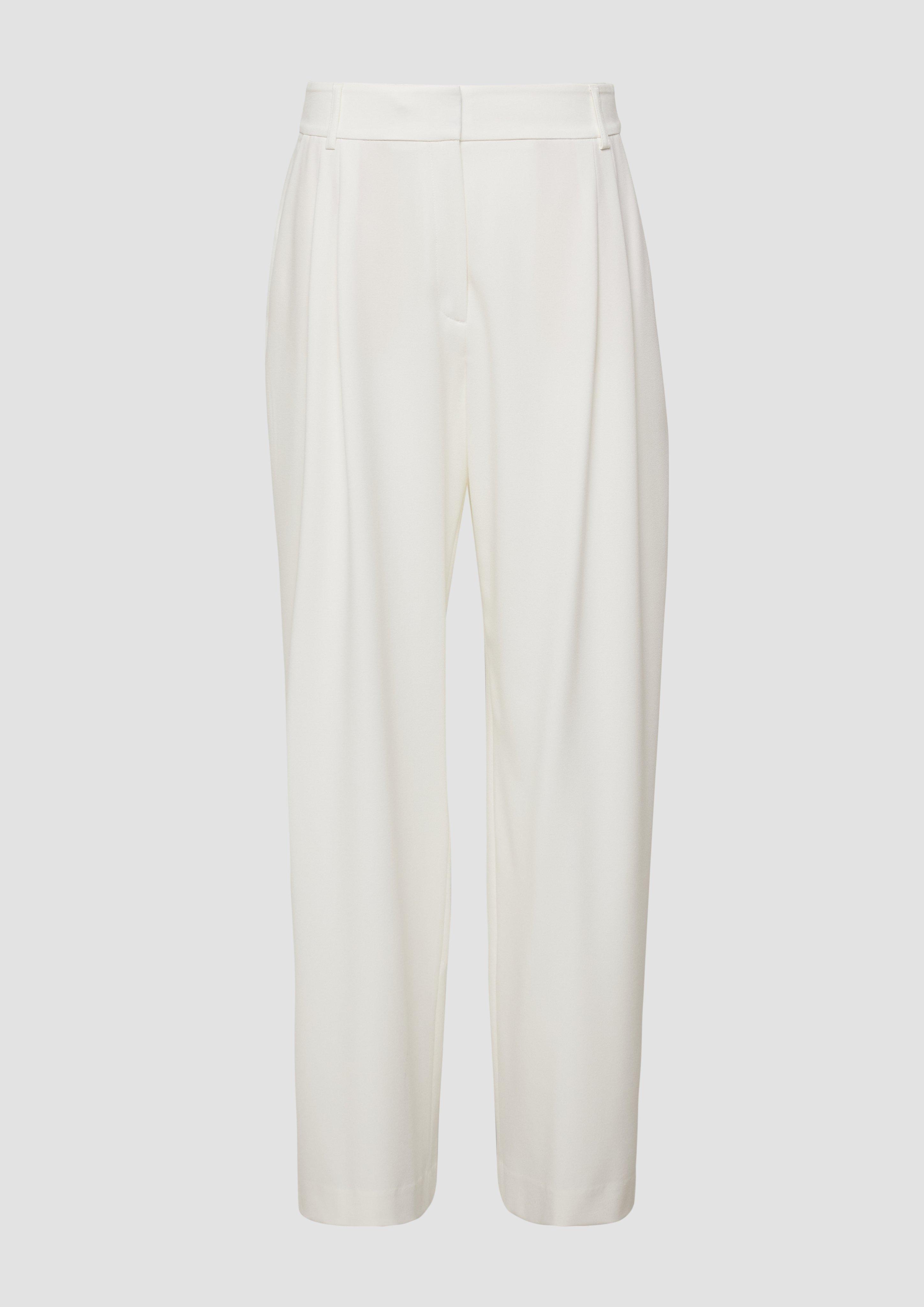 s.Oliver - Hose mit Extra Wide Leg und Crêpe-Struktur, Damen, creme