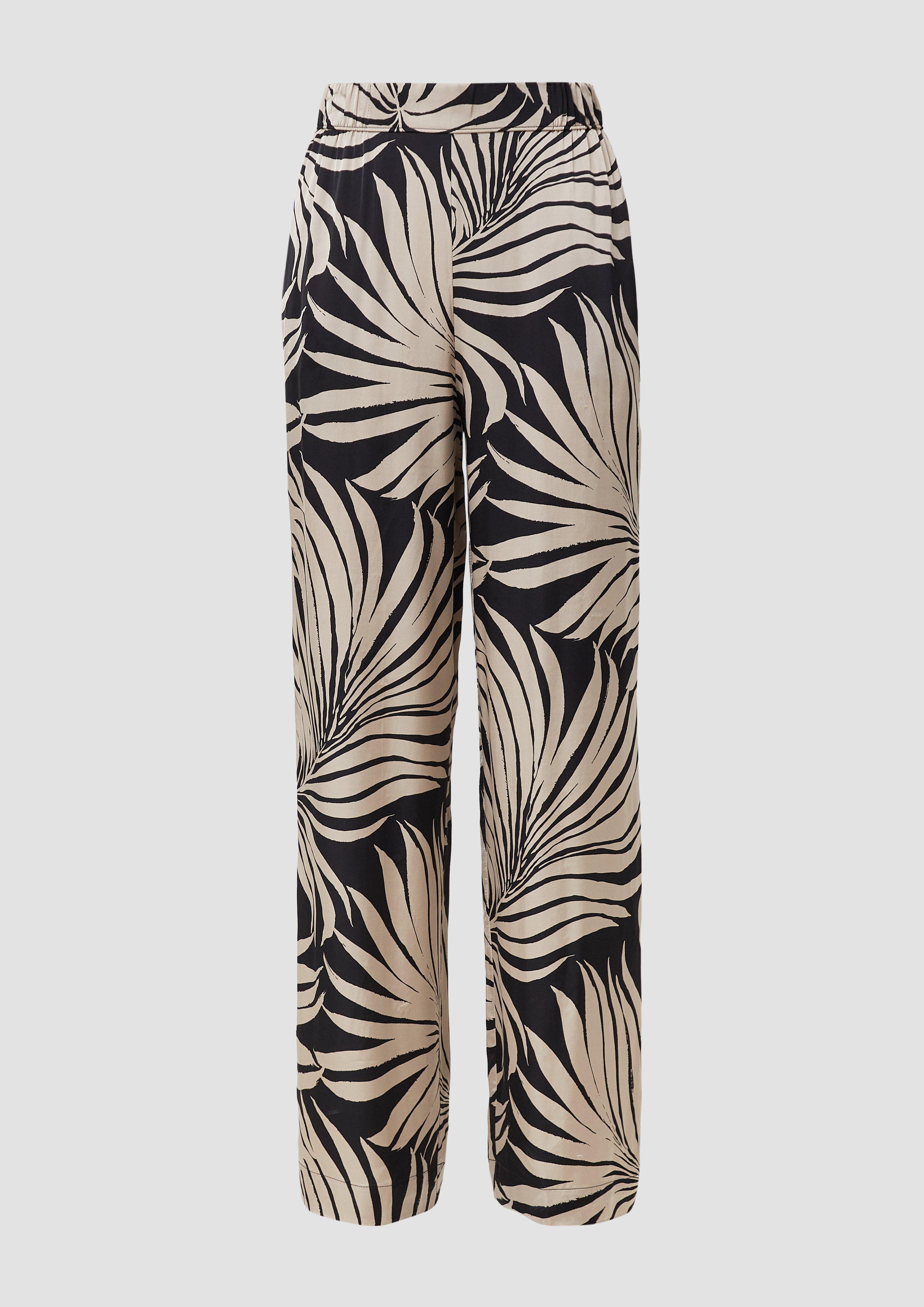 s.Oliver - Fließende Wide-Leg-Hose aus Satin, Damen, schwarz