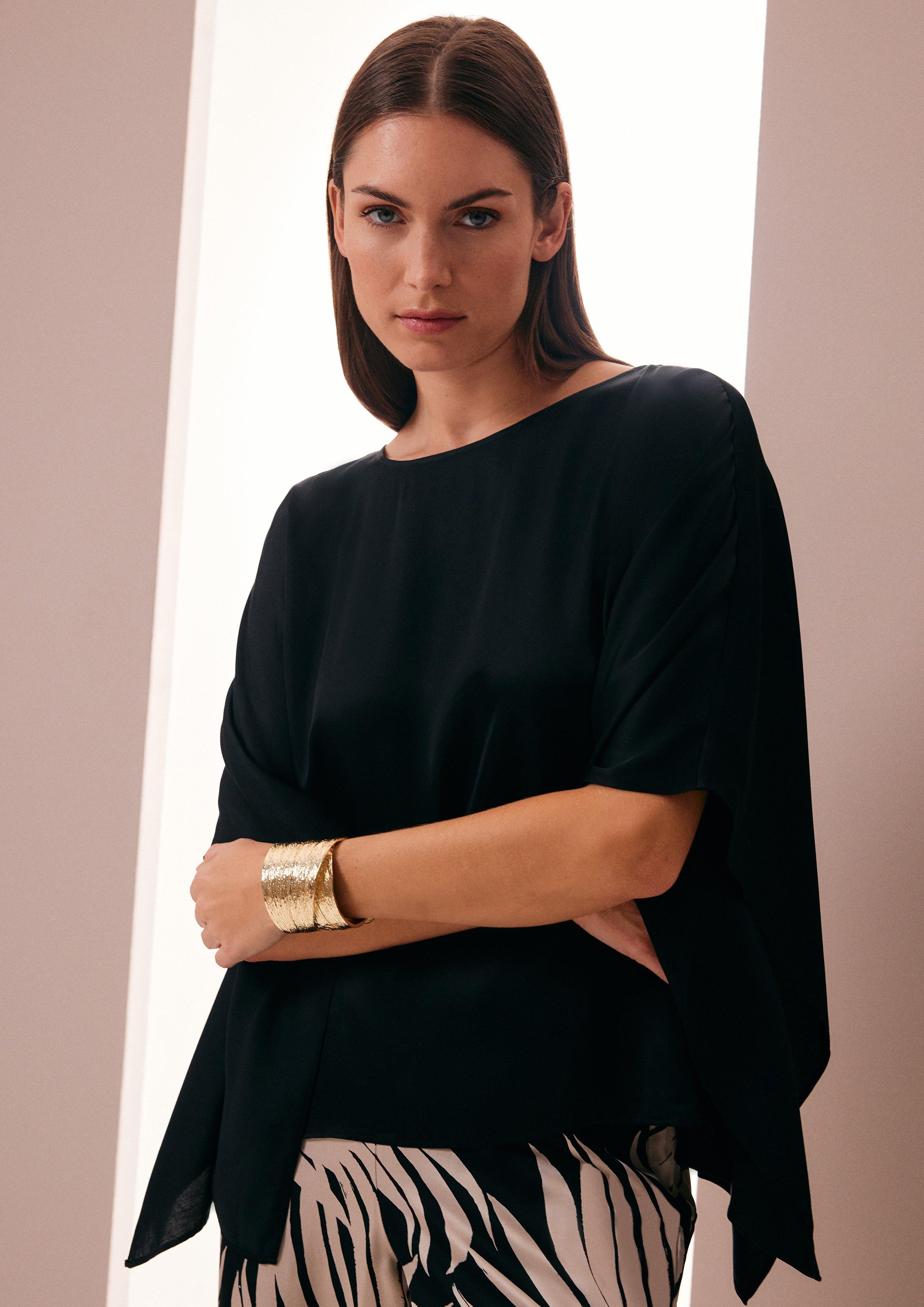 S.Oliver BLACK LABEL Abito Corto Da Donna - Nero, Taglia 40 - Vestibilità Slim Con Cintura E Scollo A V