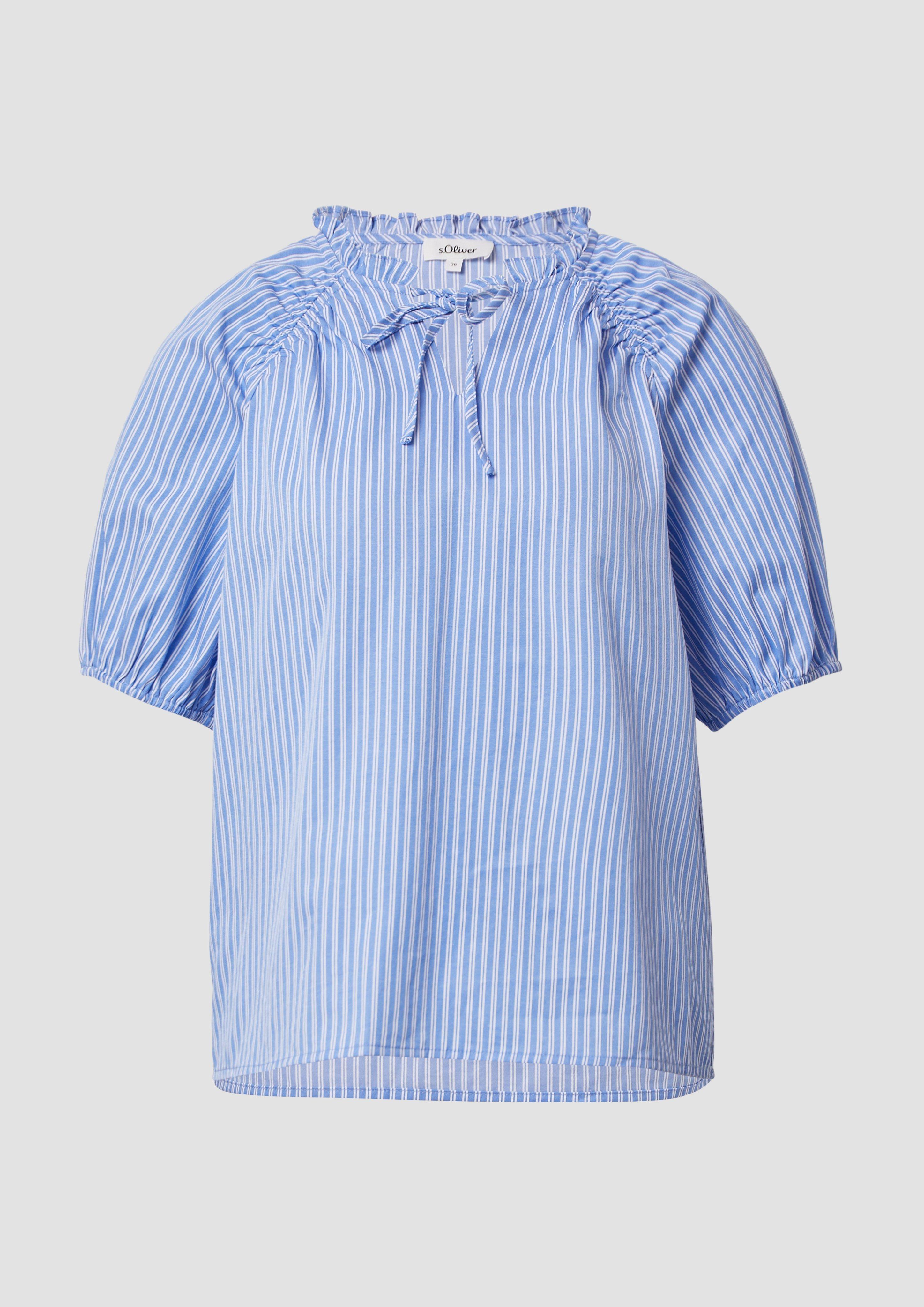 s.Oliver - Bluse im Relaxed Fit mit Rüschenkragen, Damen, blau