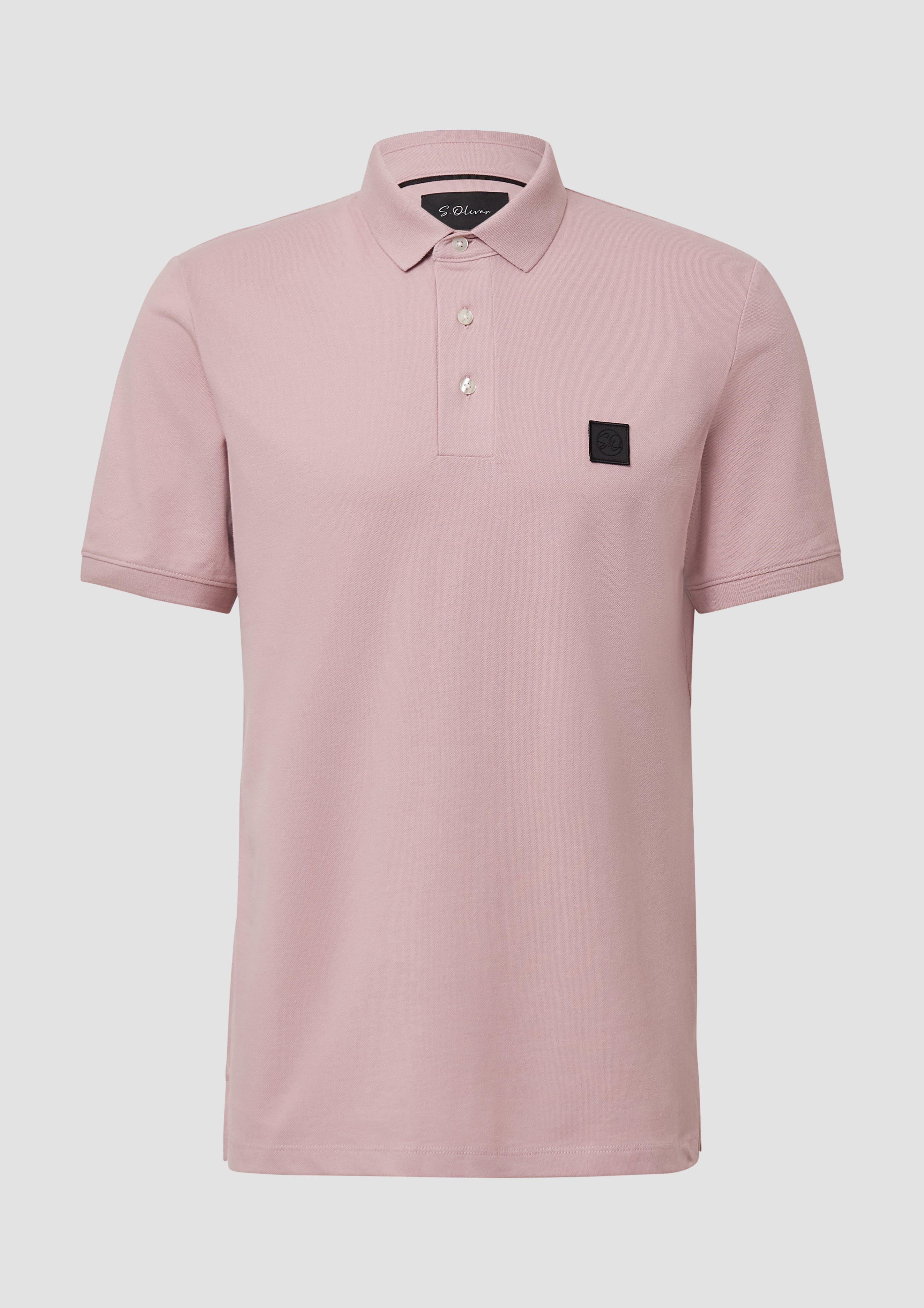 s.Oliver - Piqué-Poloshirt aus Baumwollstretch mit Label-Patch, Herren, Rosa