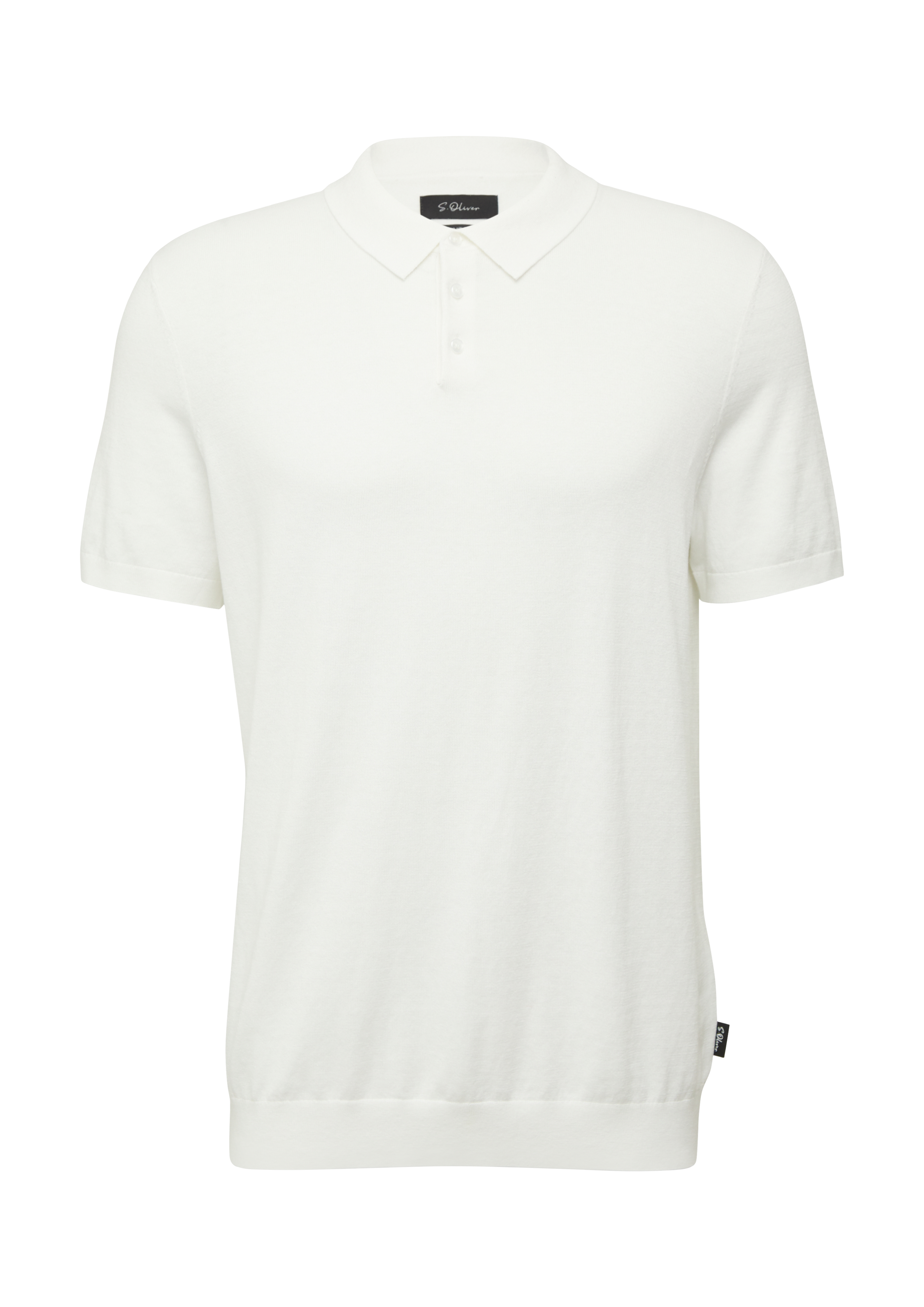 Soft knitted polo shirt in a cotton-silk blend - White | s.Oliver