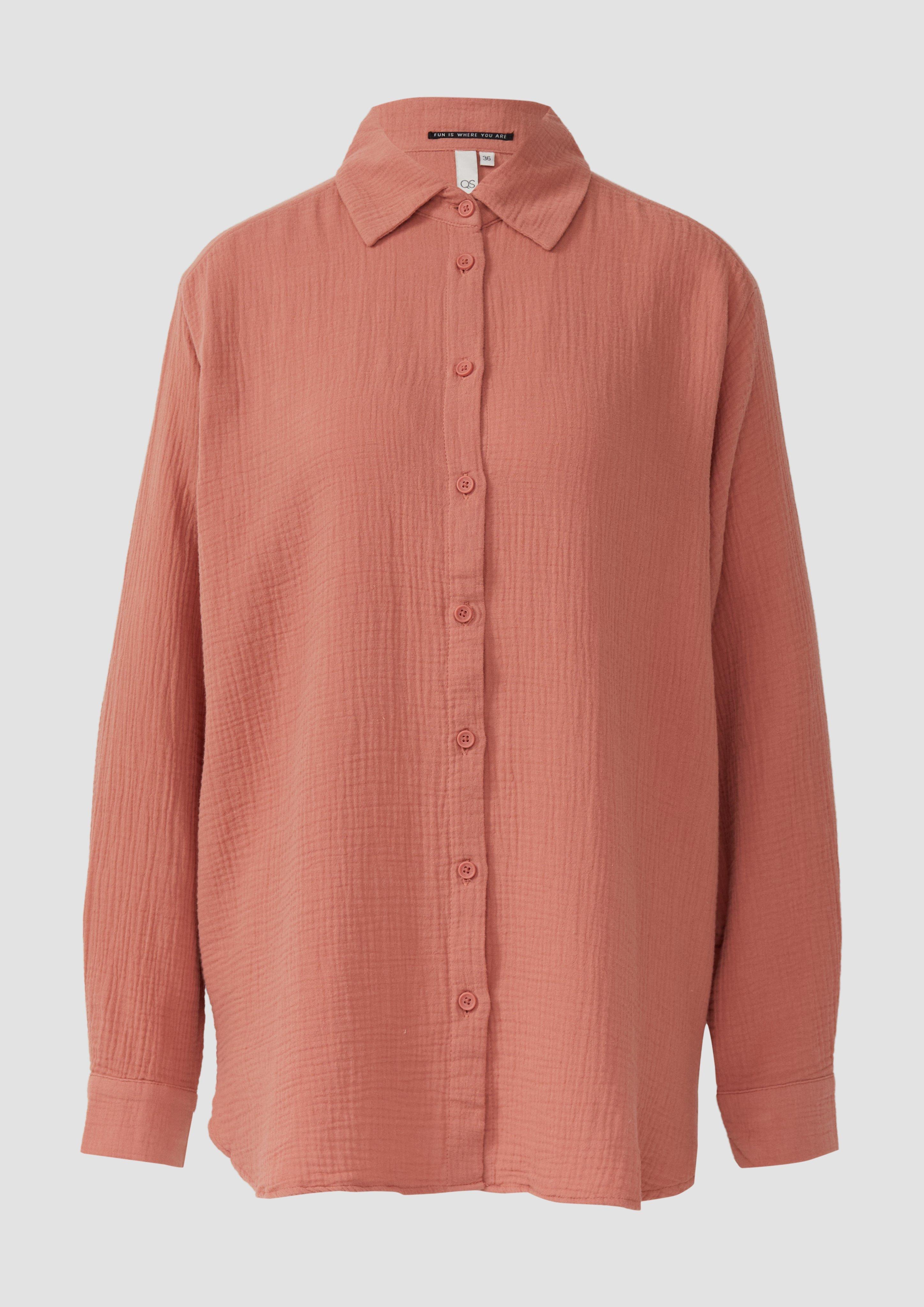 QS - Hemdbluse aus Musselin im Oversize-Schnitt, Damen, Orange