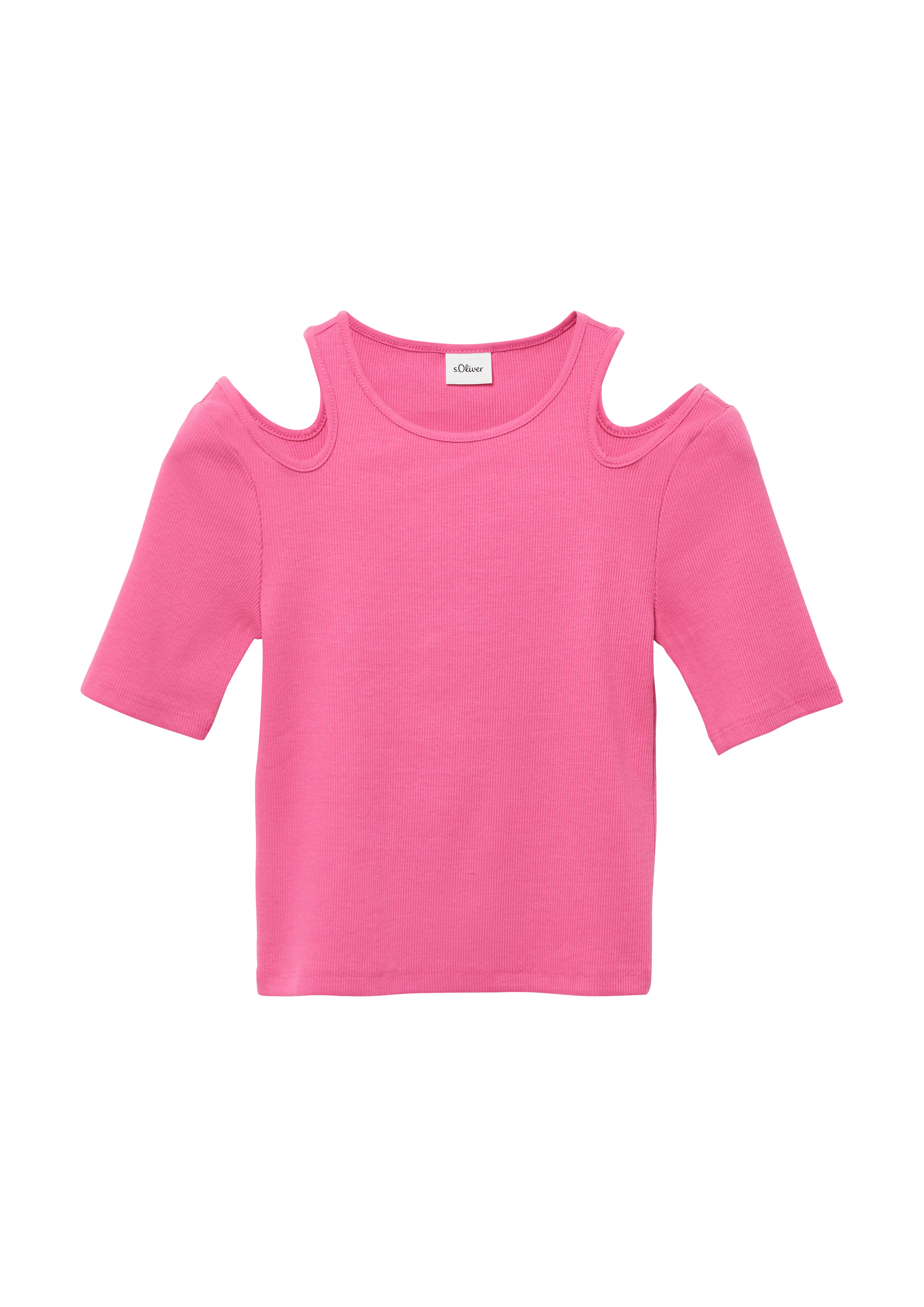 s.Oliver - T-Shirt im Slim Fit aus Rippware mit Cut-outs, Mädchen, Rosa