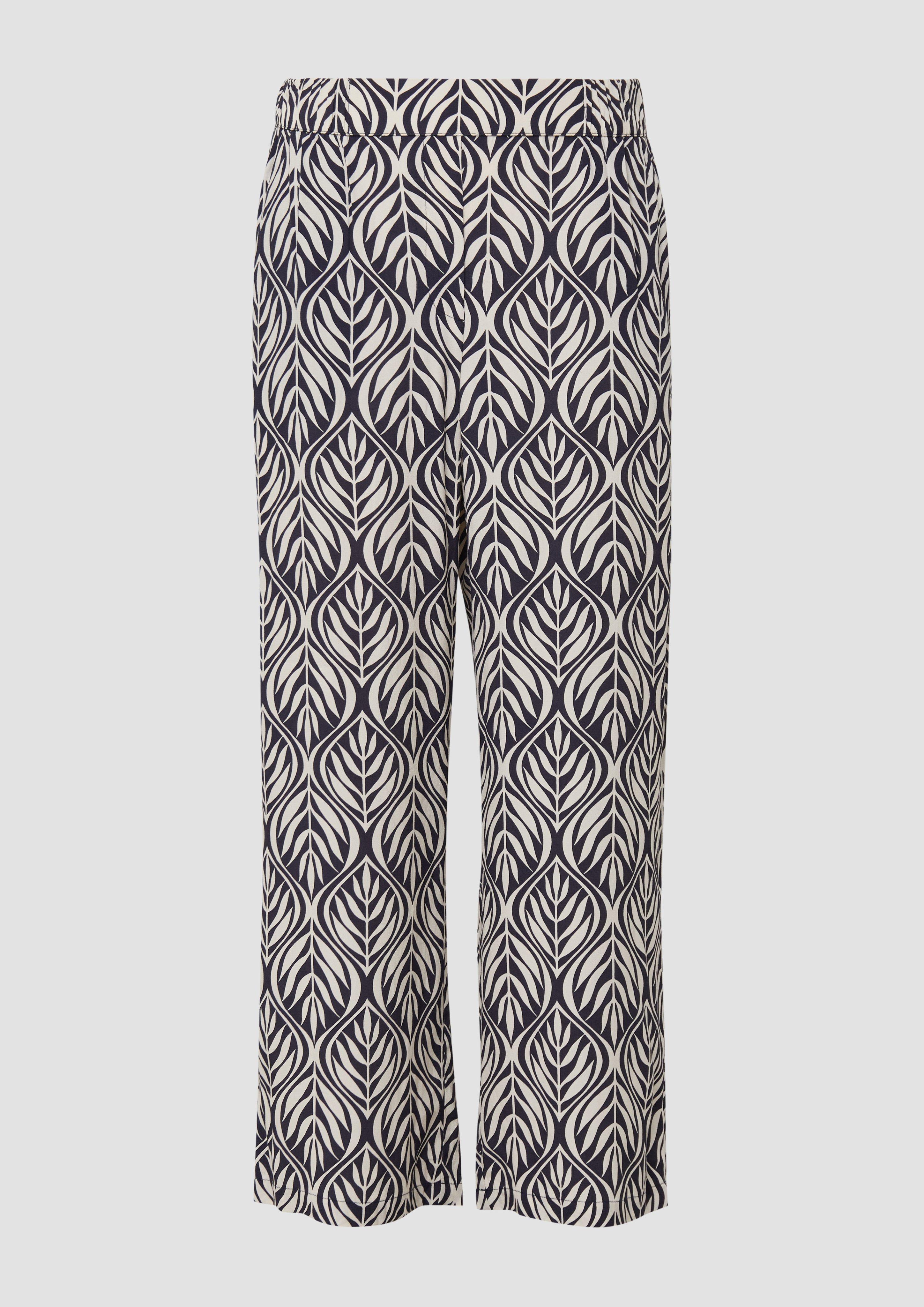 s.Oliver - Culotte aus Viskose mit All-over-Print, Damen, blau|creme