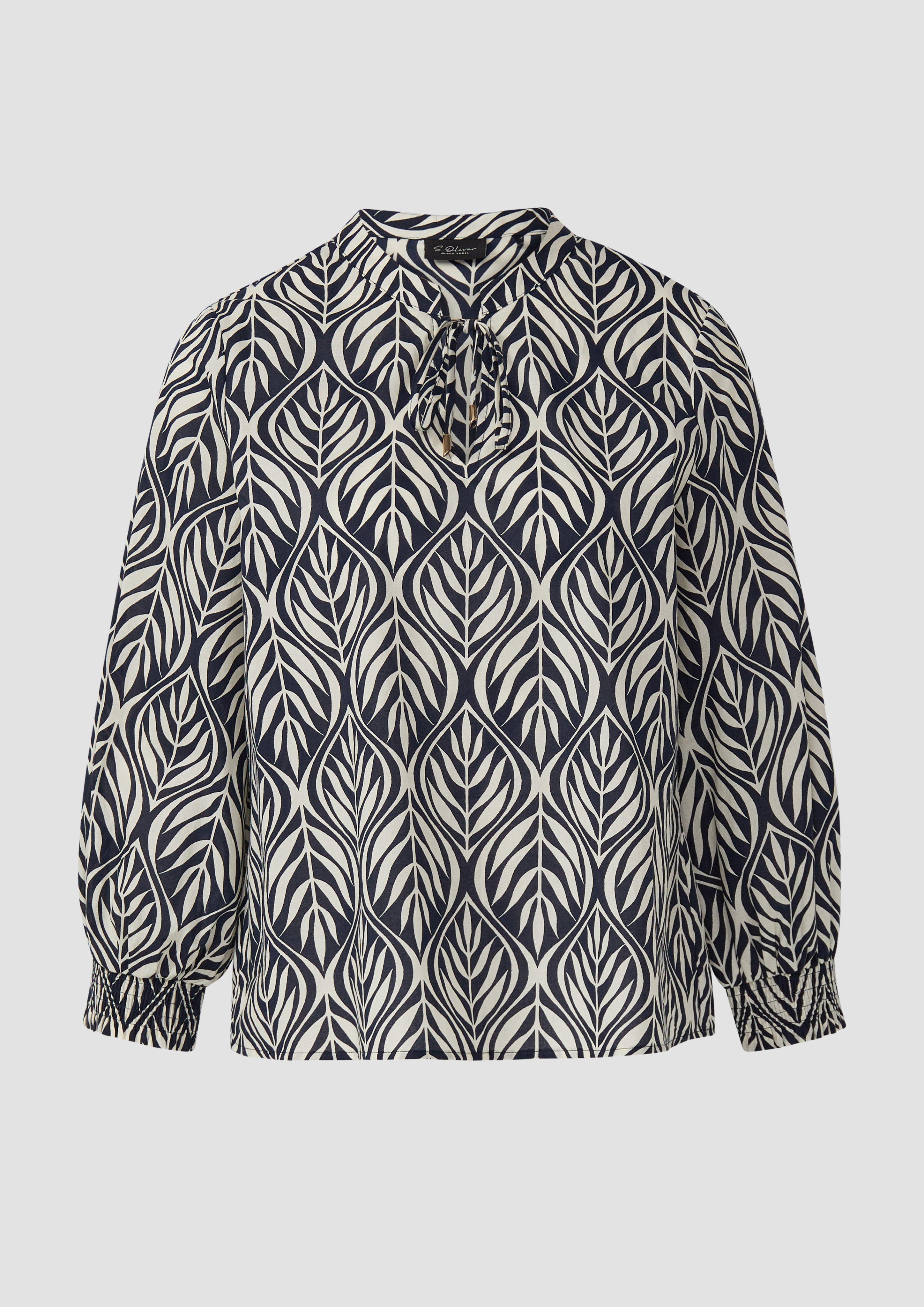 s.Oliver - Tunikabluse mit 3/4-Ärmeln und All-over-Print, Damen, blau|weiß
