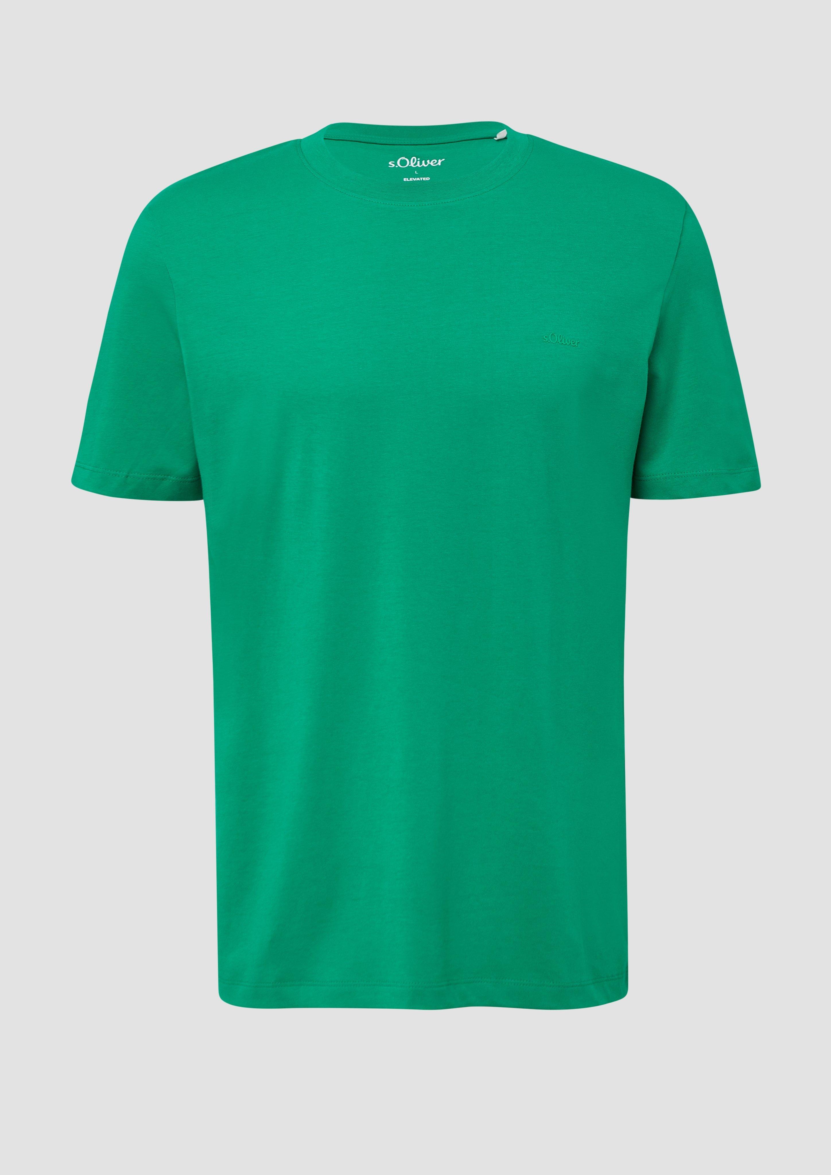 s.Oliver - Baumwoll-T-Shirt mit Logo-Print, Herren, grün