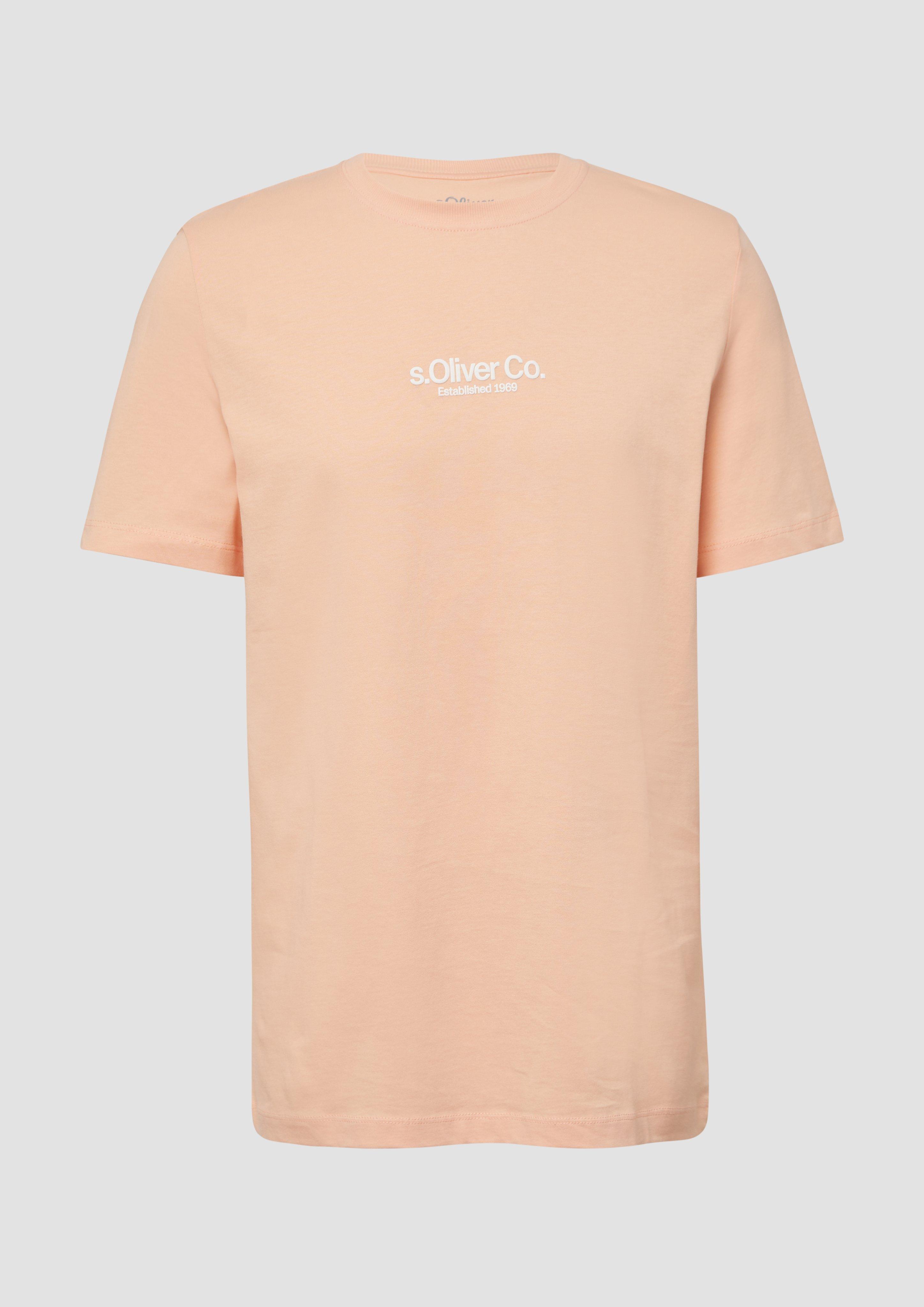 s.Oliver - T-Shirt aus Baumwolle mit Logo-Print, Herren, Orange